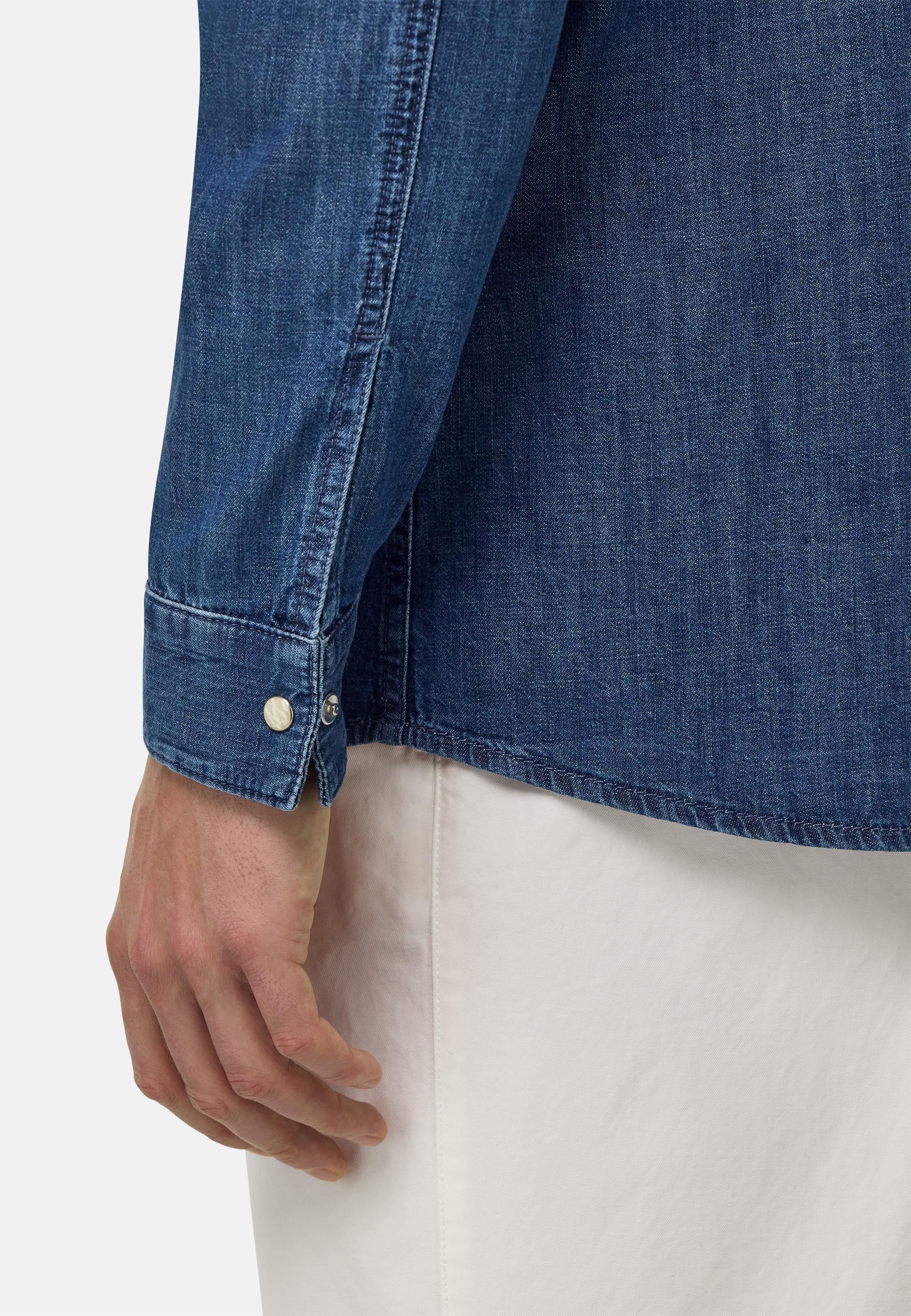 Cotton Denim Overshirt Blue, Medium Blue, large image number 5