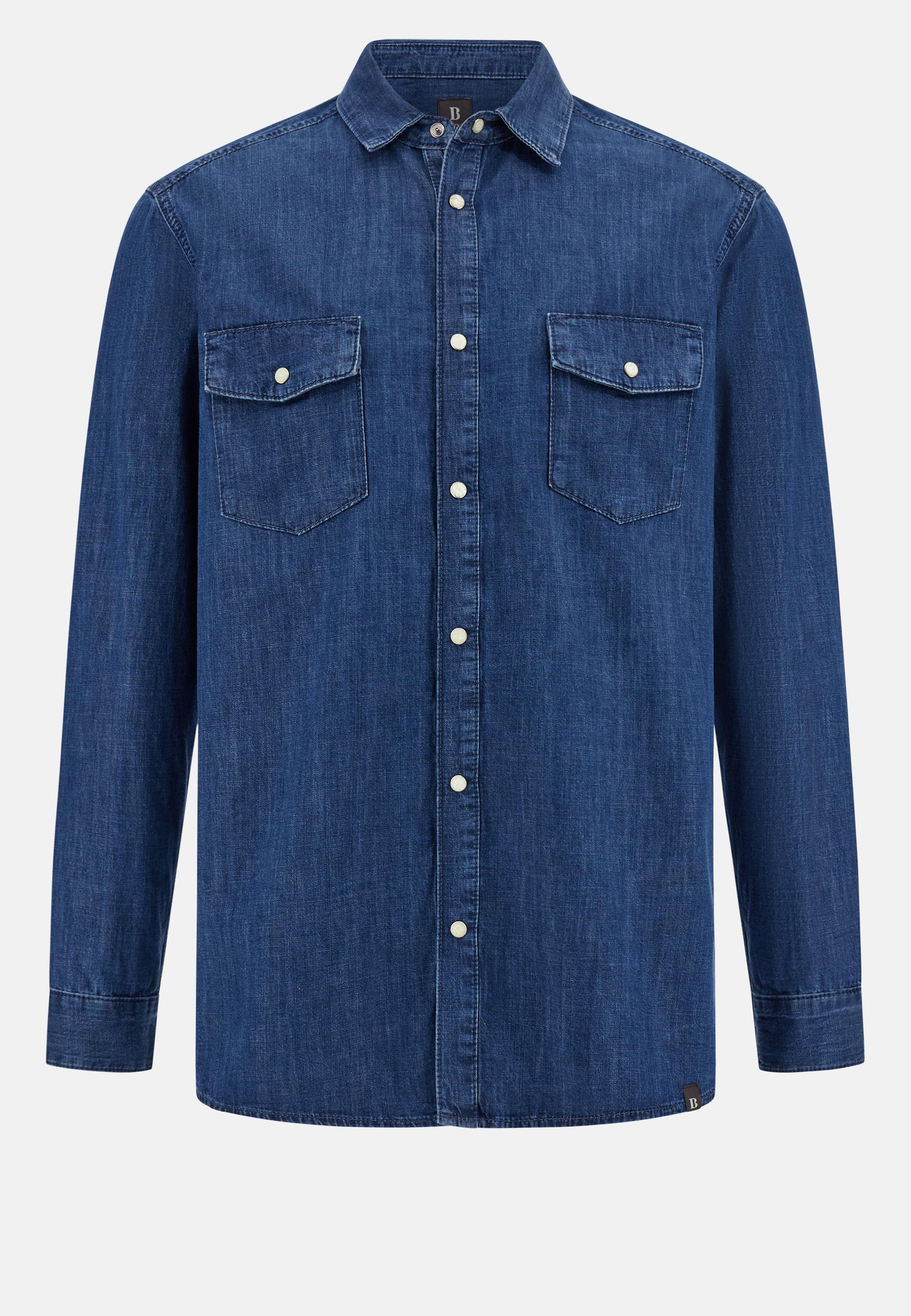 Cotton Denim Overshirt Blue, Medium Blue, large image number 9