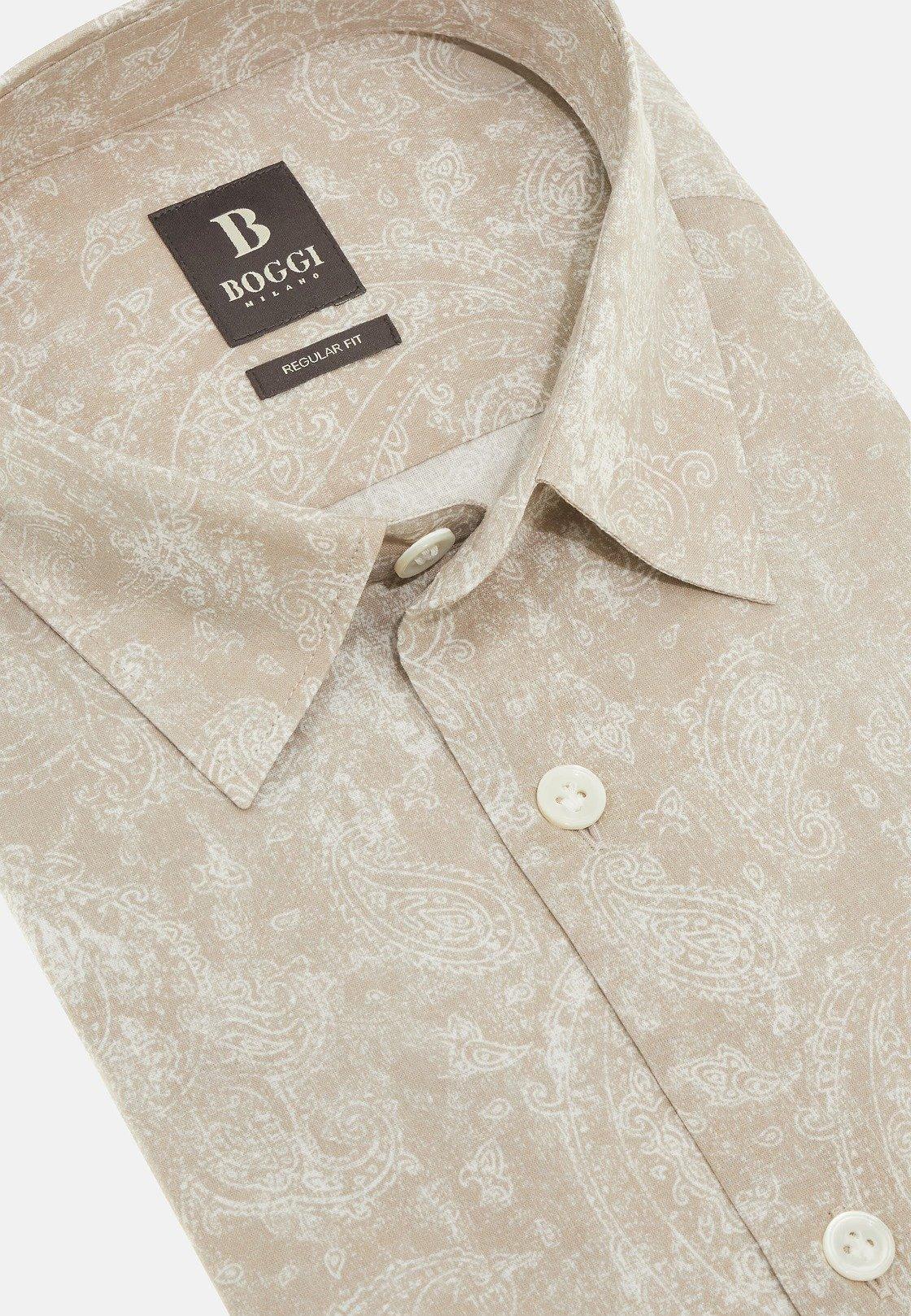Regular Fit Cotton Shirt Beige, , large image number 4