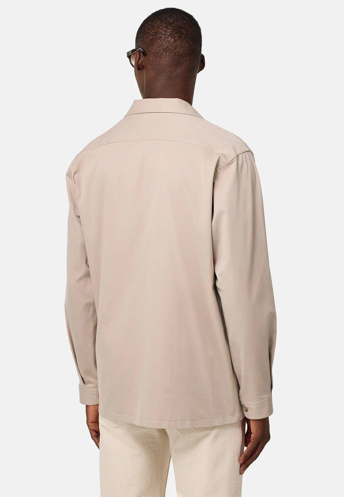 Cotton and Tencel Overshirt Beige, Beige, medium