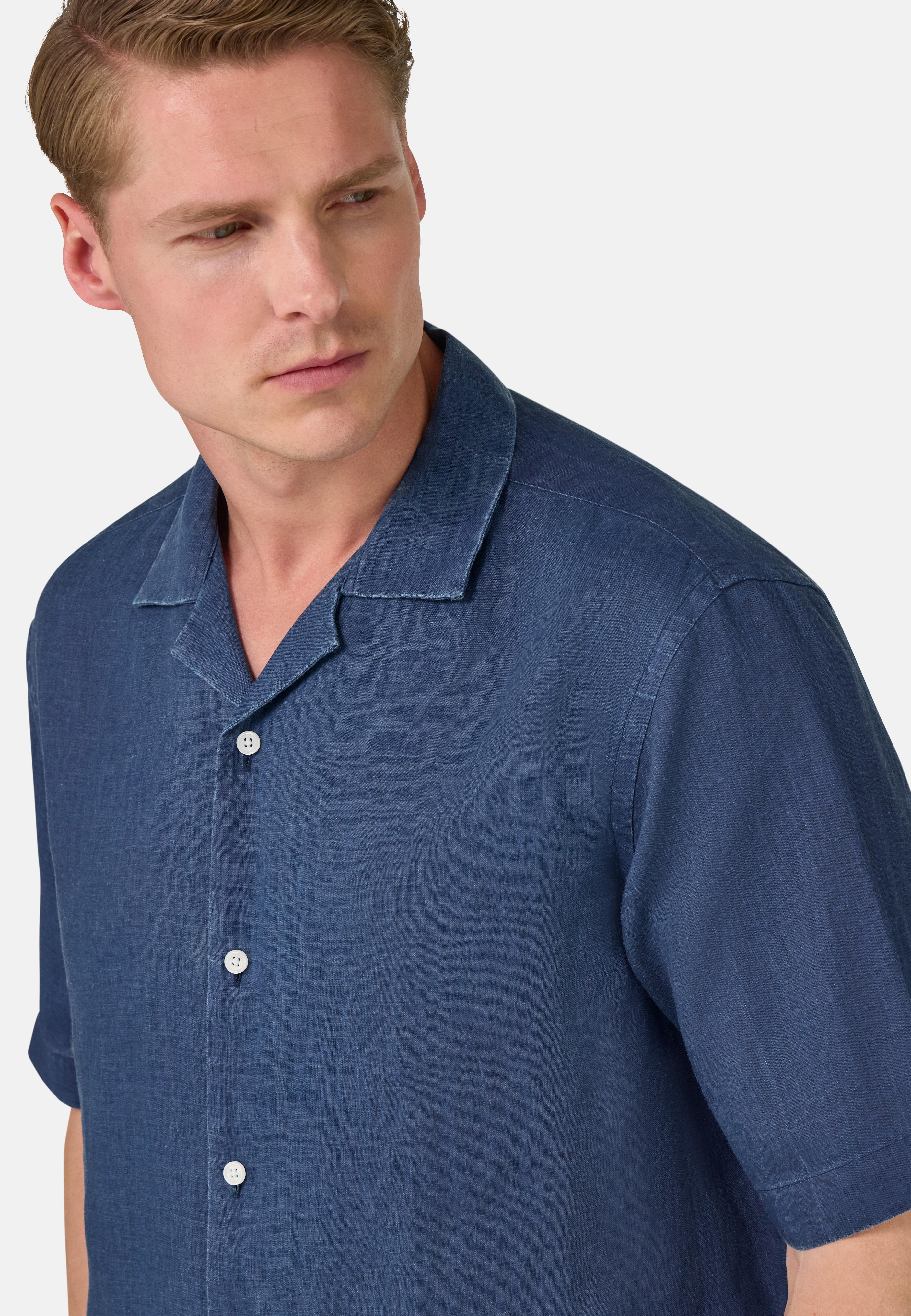 Regular Fit Linen Shirt Navy, , large image number 0