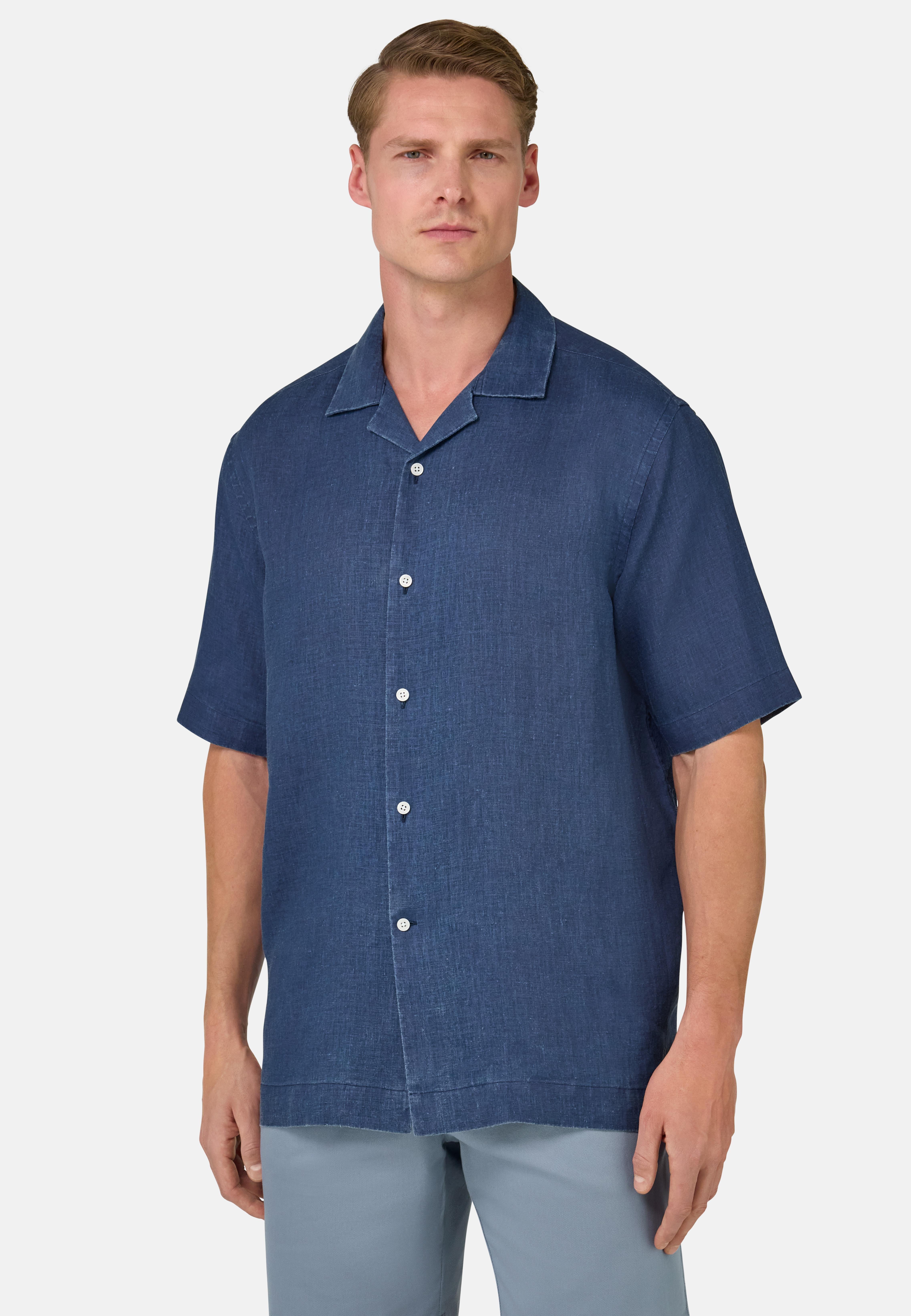 Regular Fit Linen Shirt Navy, , large image number 1