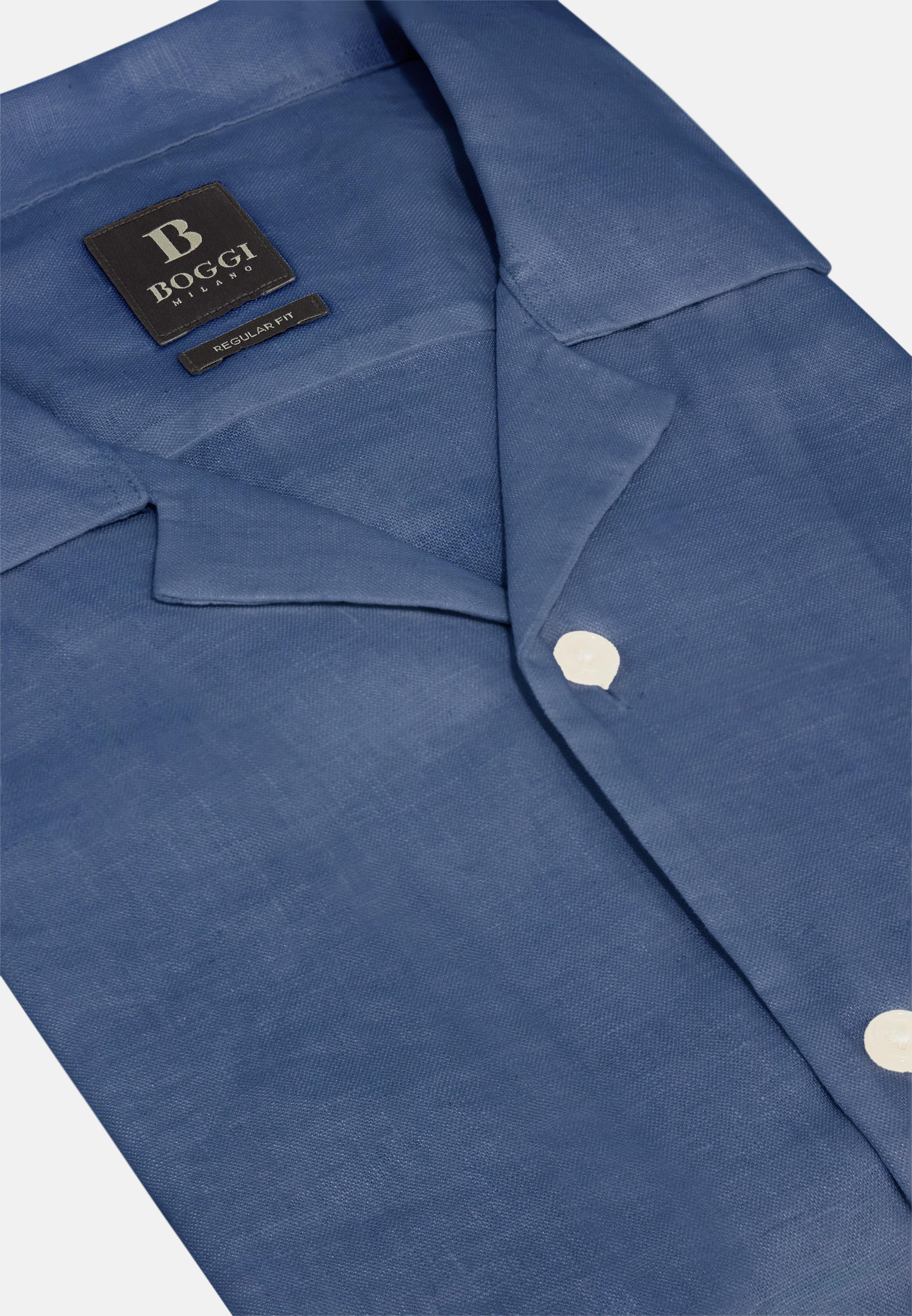 Regular Fit Linen Shirt Navy, , large image number 3