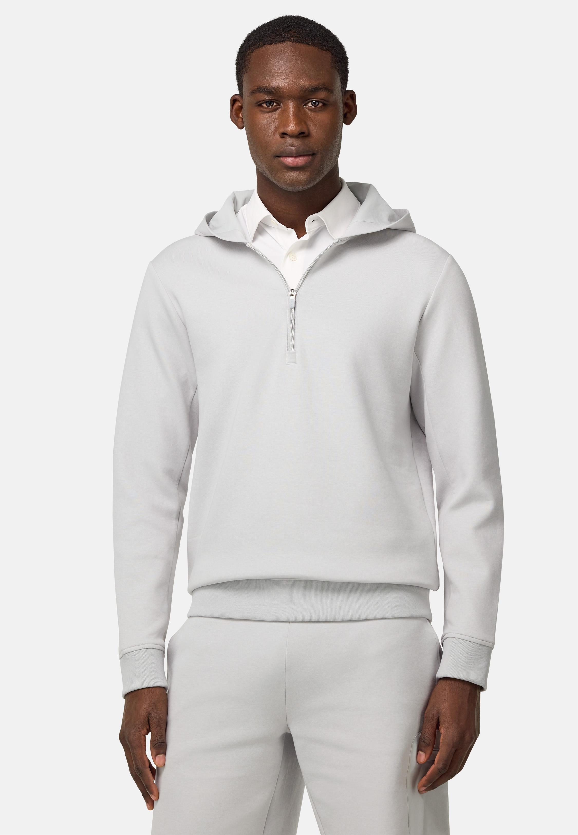 Half-Zip Scuba Hoodie White, Ice, medium