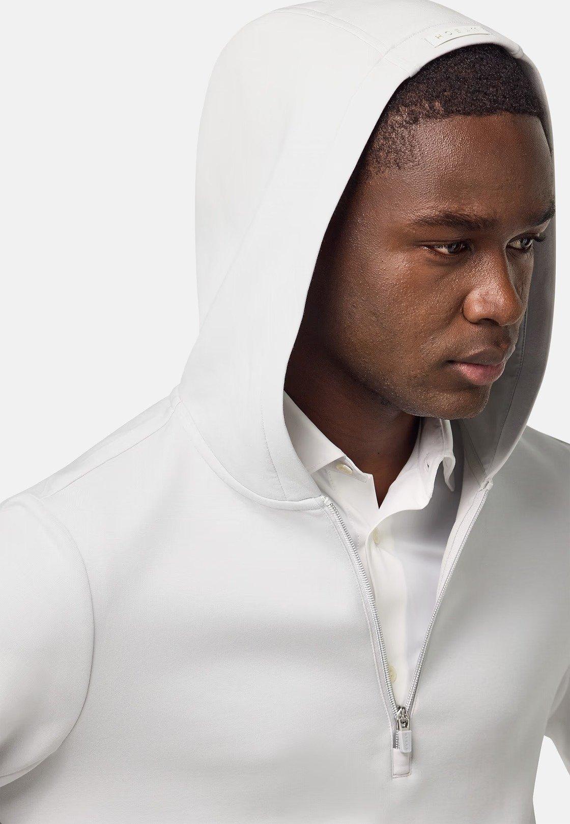 White Half-Zip Scuba Hoodie, , large image number 3