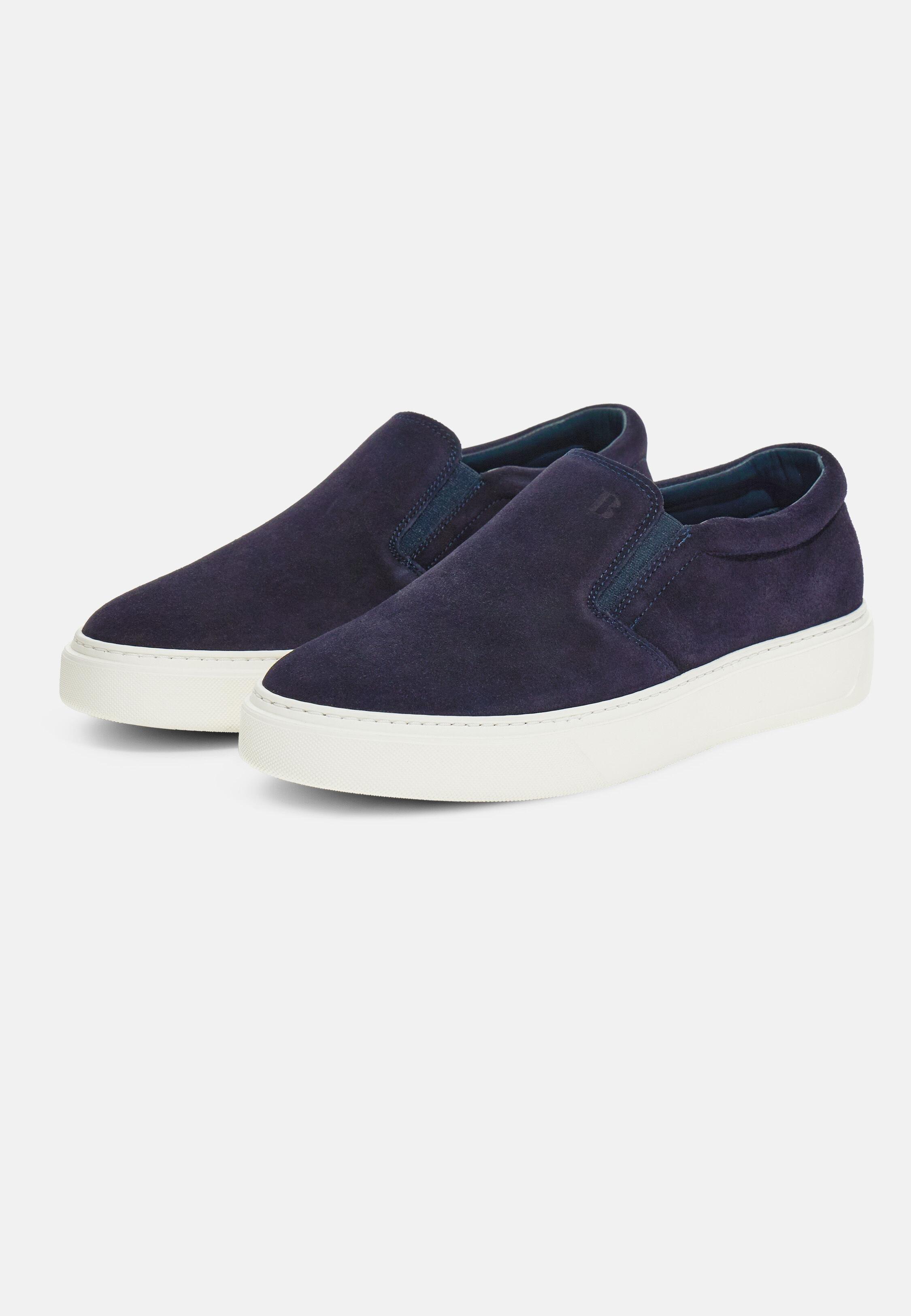NAVY Suede Slip-Ons, Navy blue, large image number 1