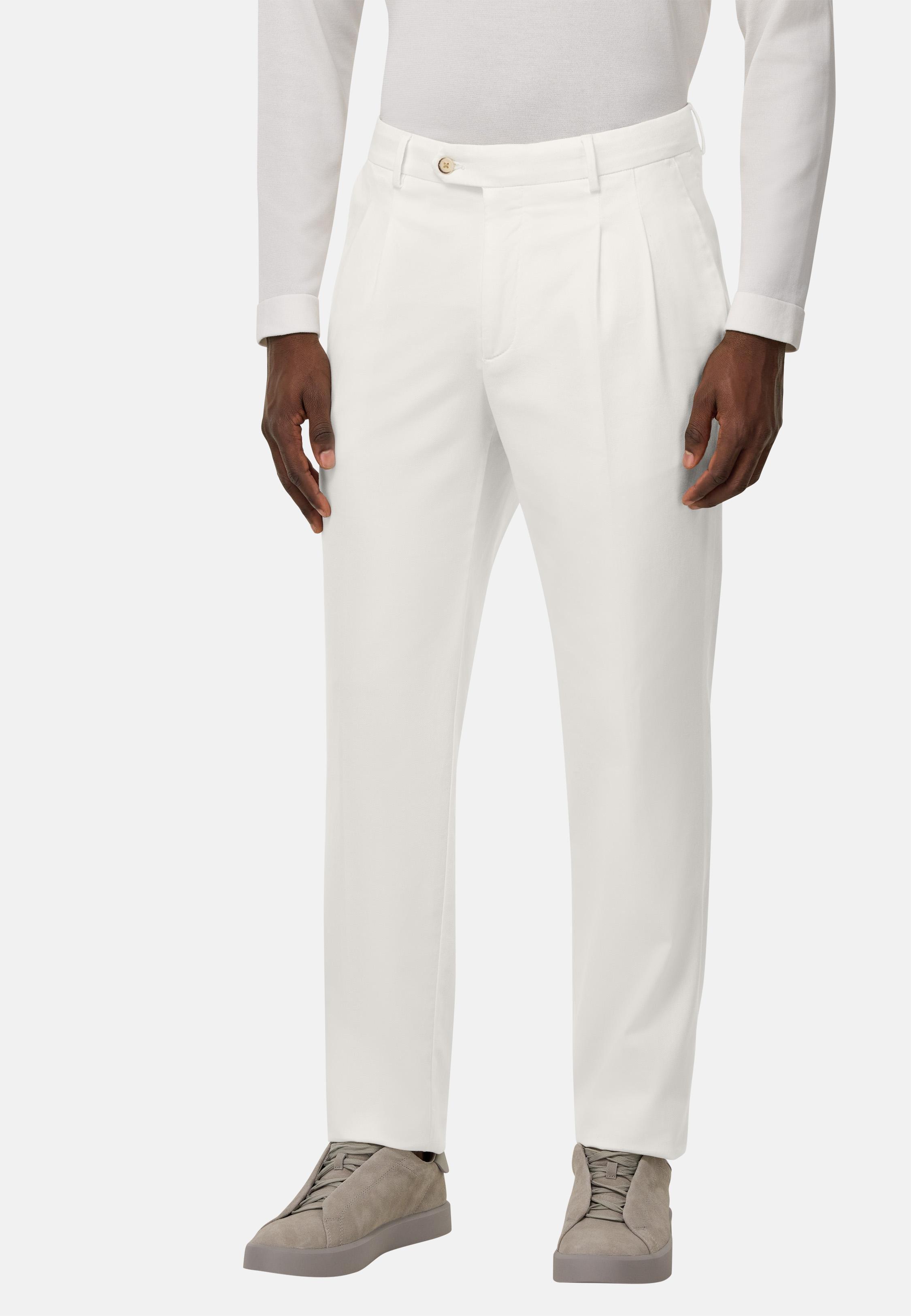 Stretch Cotton/Tencel Trousers White, , large image number 1