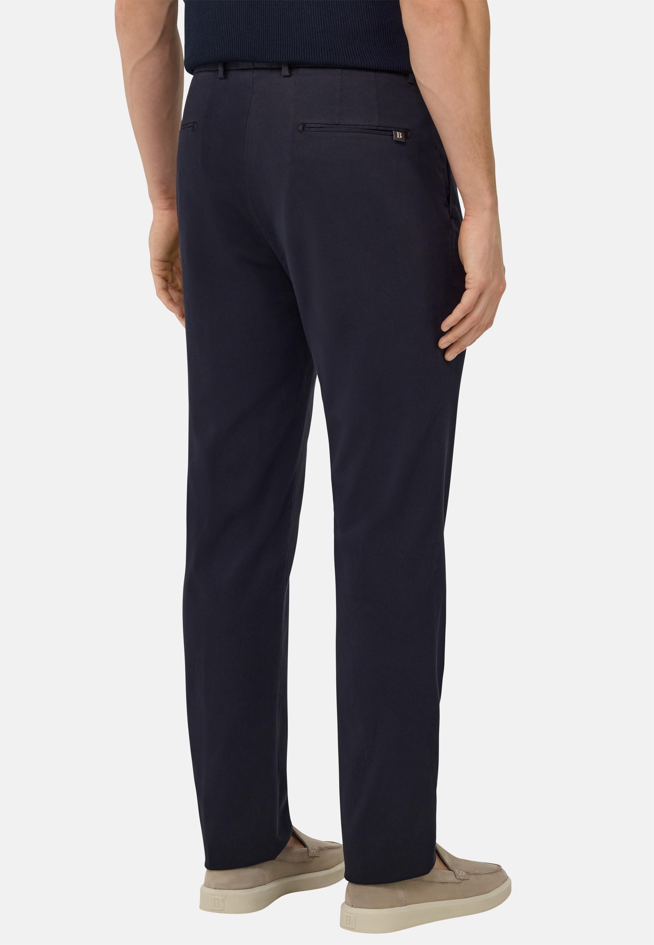 Stretch Cotton/Tencel Trousers Navy, , large image number 2