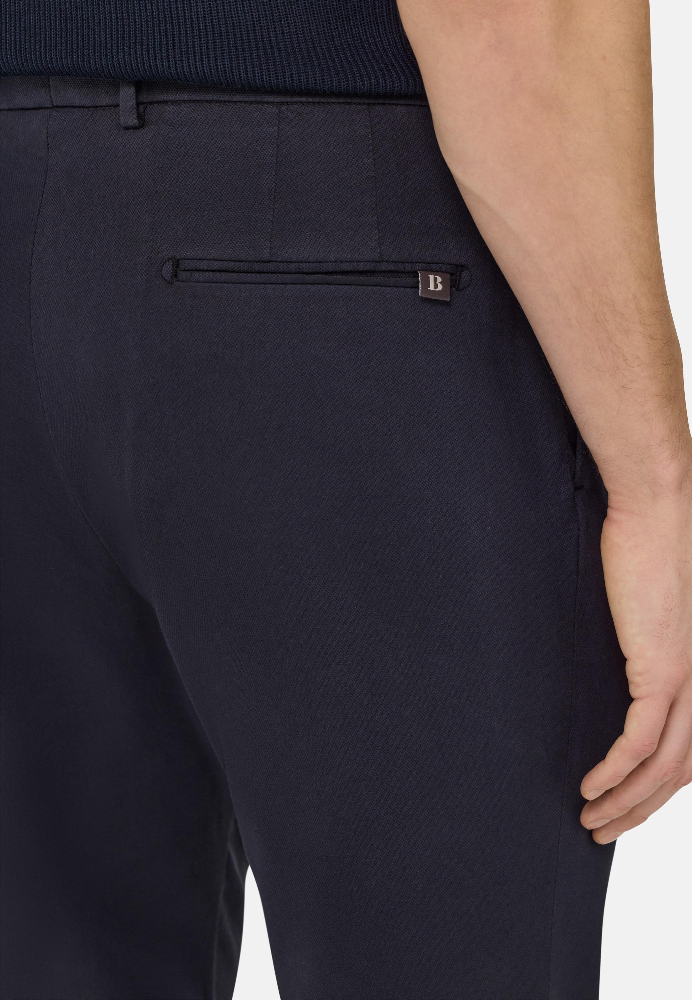 Stretch Cotton/Tencel Trousers Navy, , large image number 3