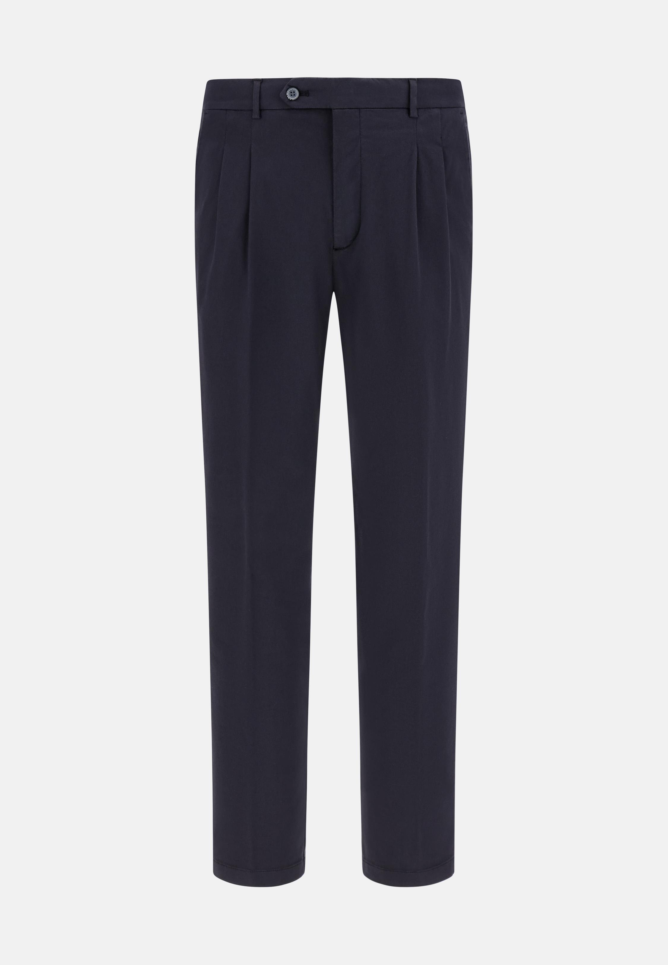 Stretch Cotton/Tencel Trousers Navy, , large image number 4