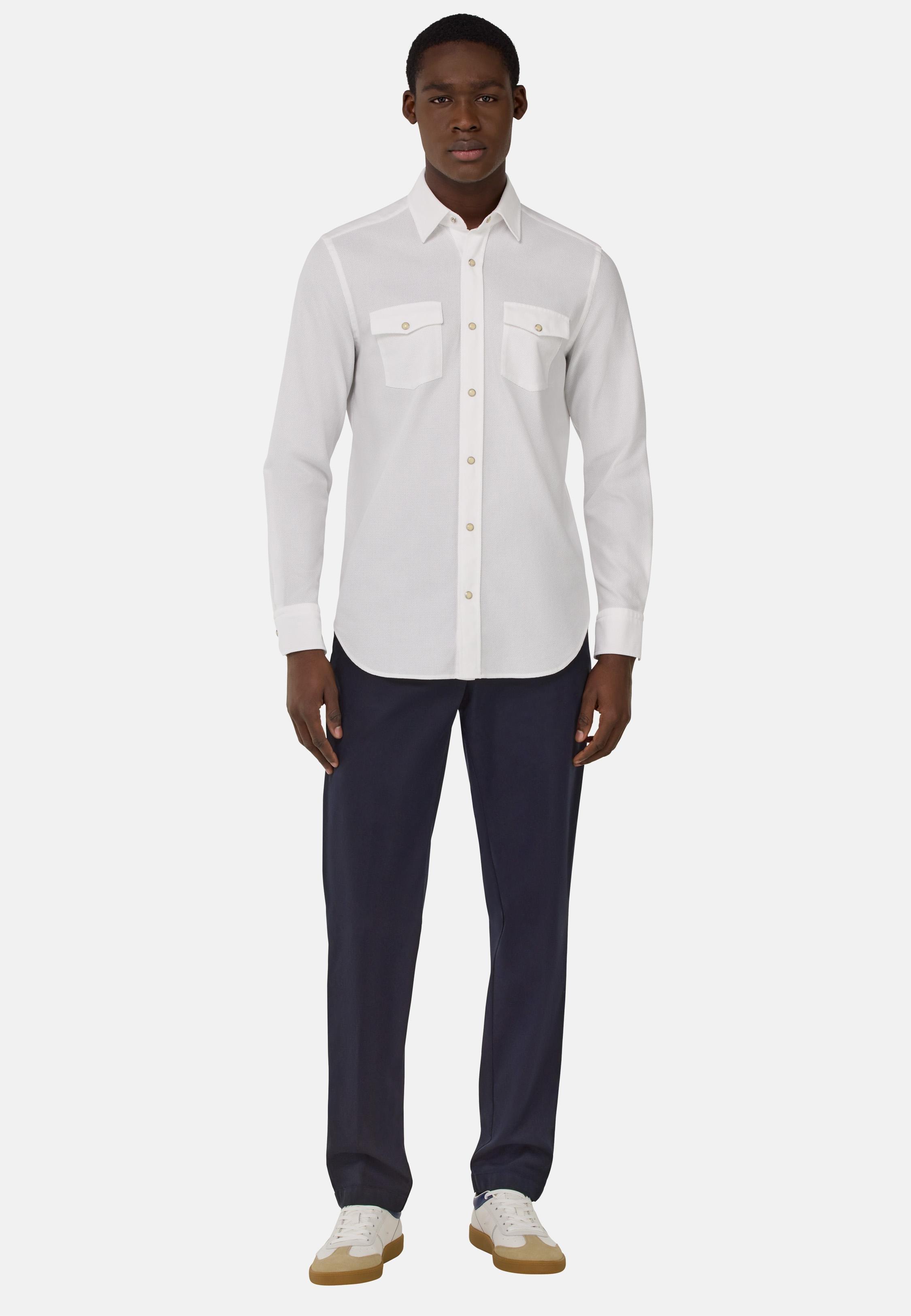 Stretch Cotton/Tencel Trousers Blue, Navy blue, medium