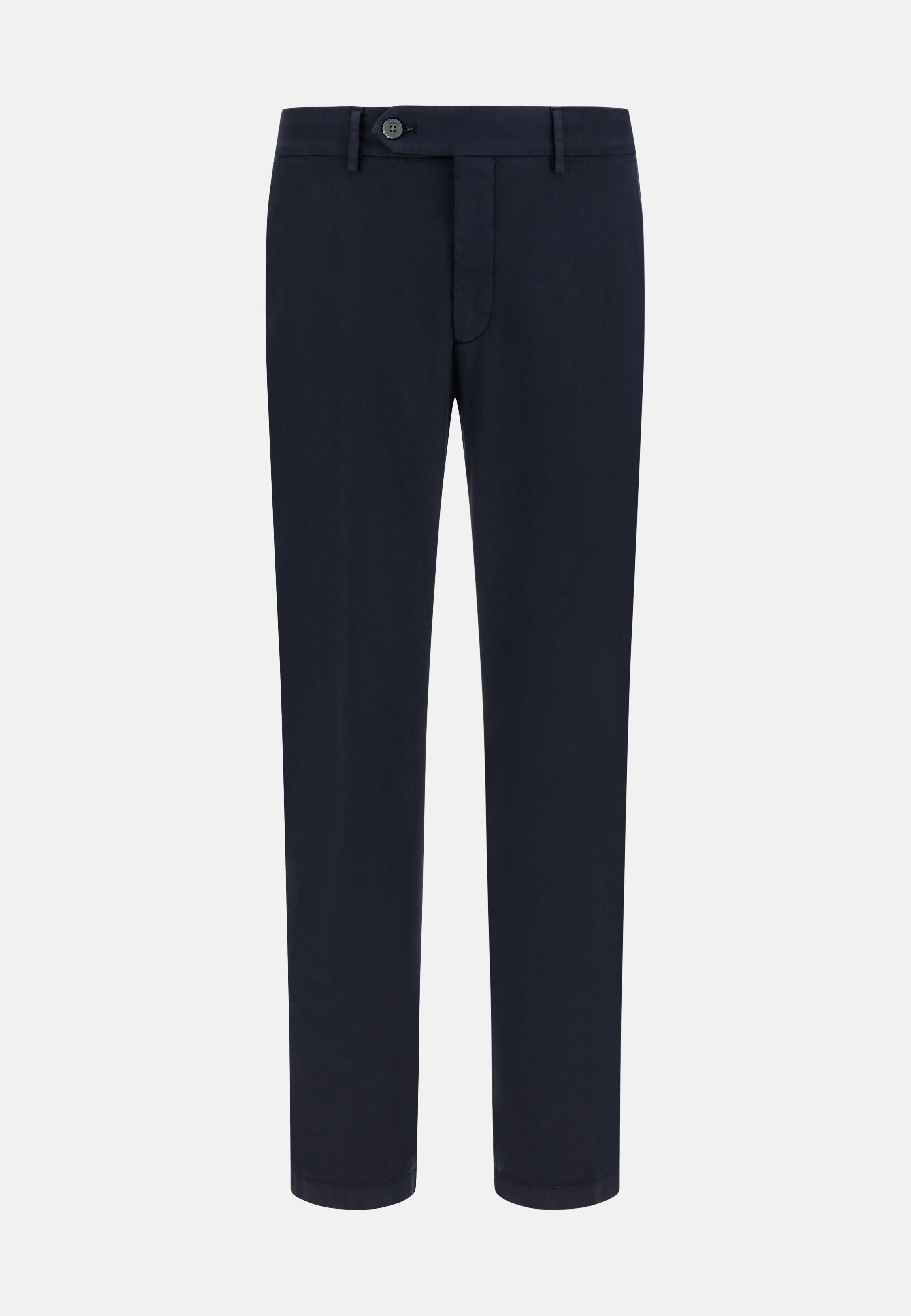 Stretch Cotton/Tencel Trousers Blue, Navy blue, large image number 4