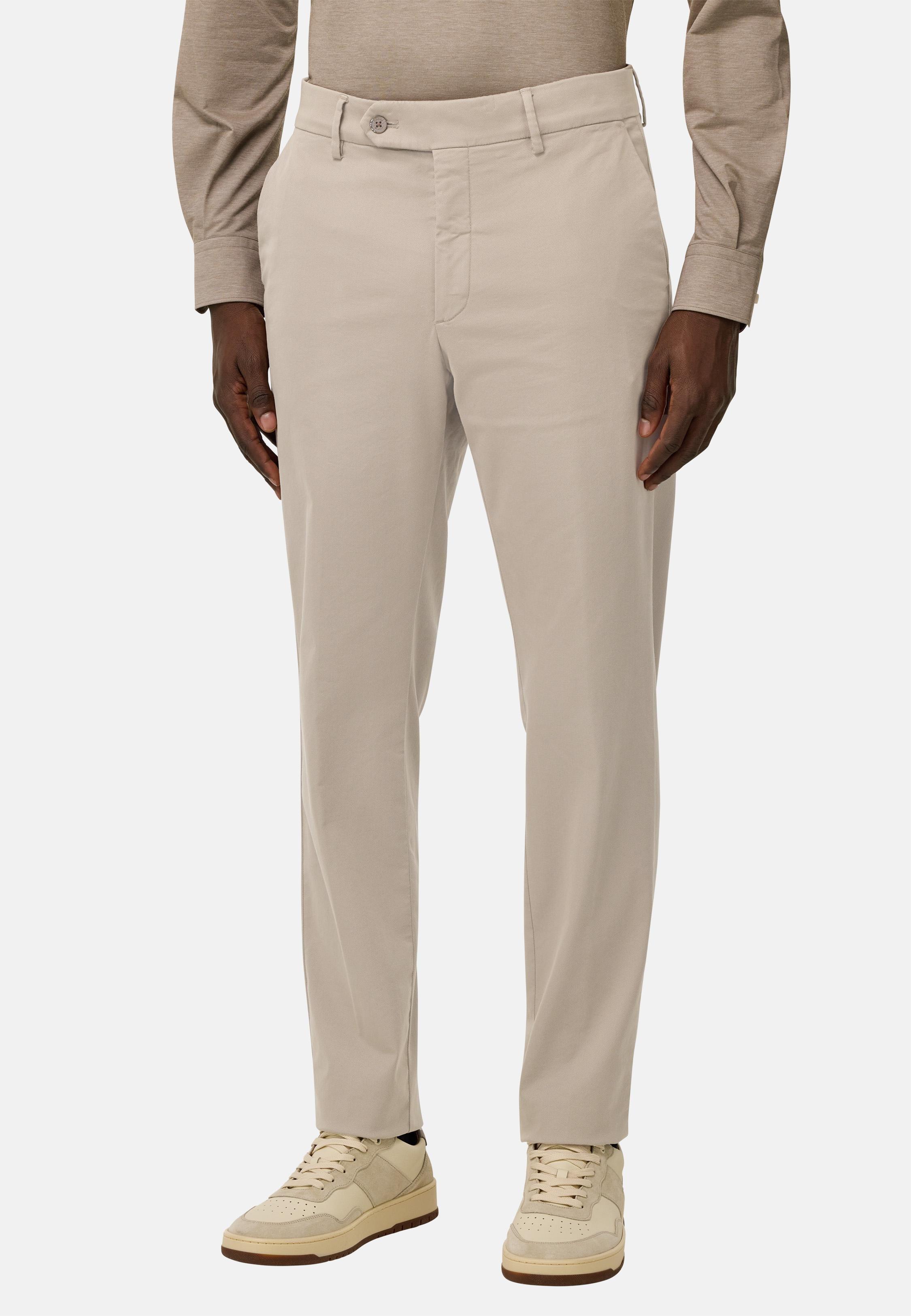 Stretch Cotton/Tencel Trousers Beige, Taupe, medium