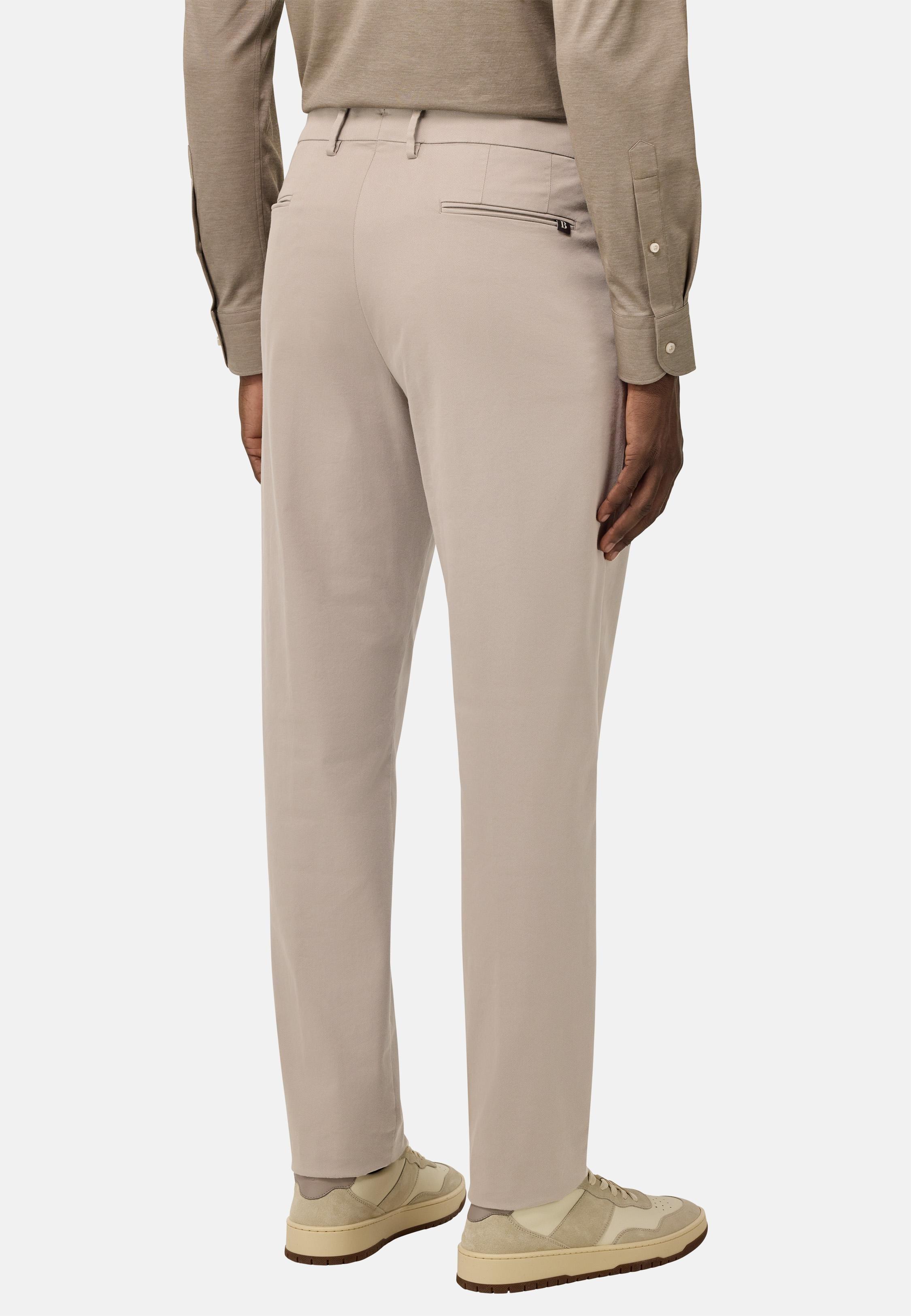 Stretch Cotton/Tencel Trousers Beige, Taupe, medium