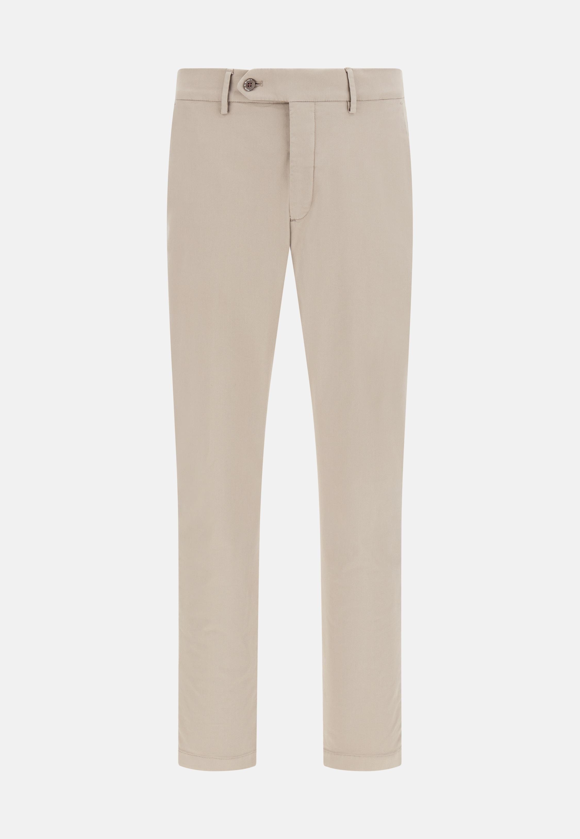 Stretch Cotton/Tencel Trousers Beige, Taupe, large image number 4
