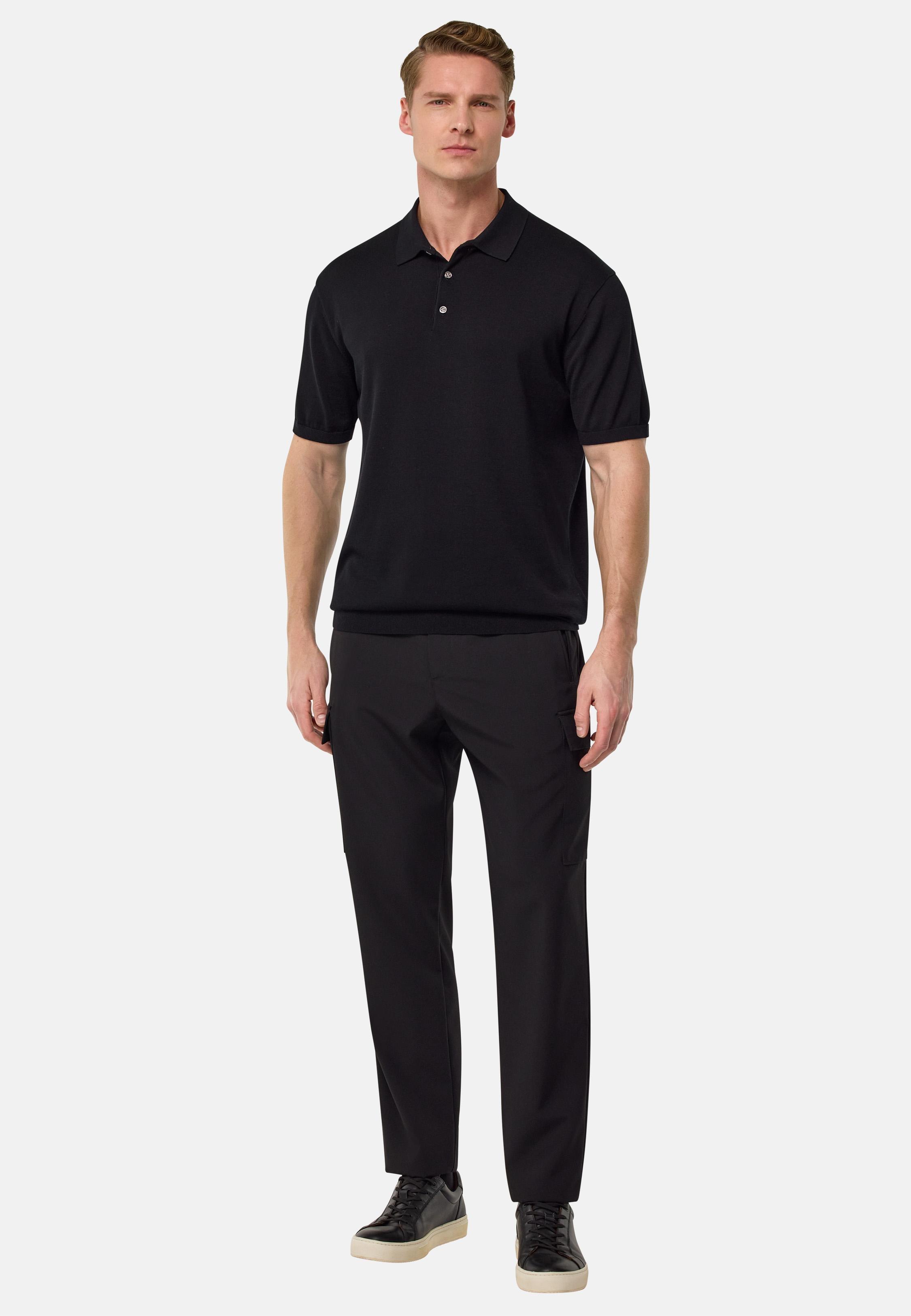 Trousers In Pure Travel Wool Black, Black, medium