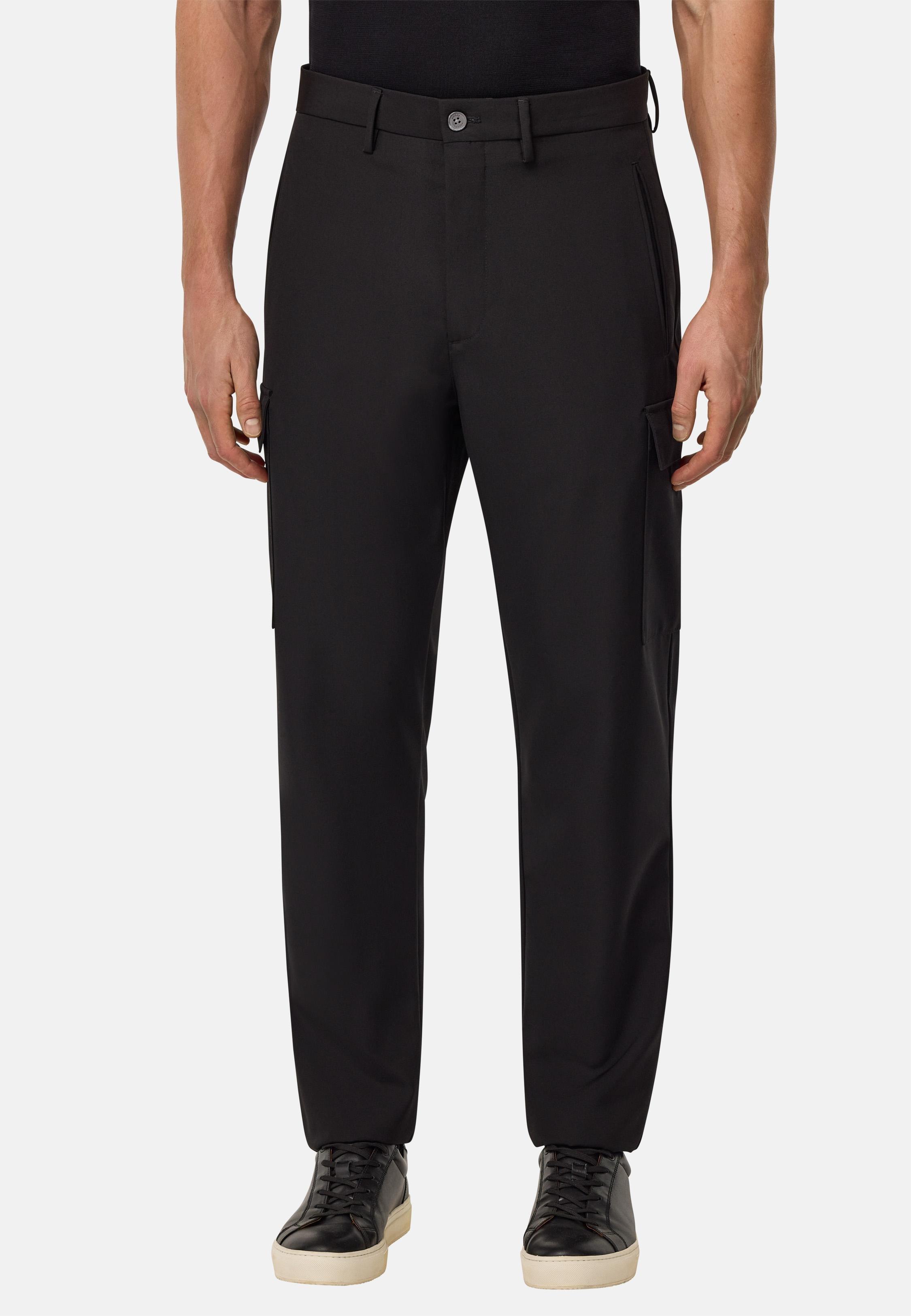 Trousers In Pure Travel Wool Black, Black, medium