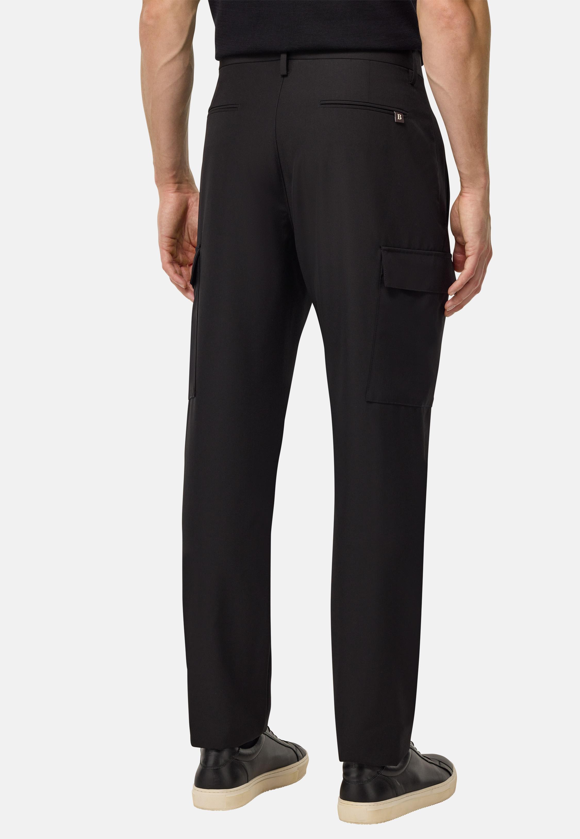 Trousers In Pure Travel Wool Black, Black, medium