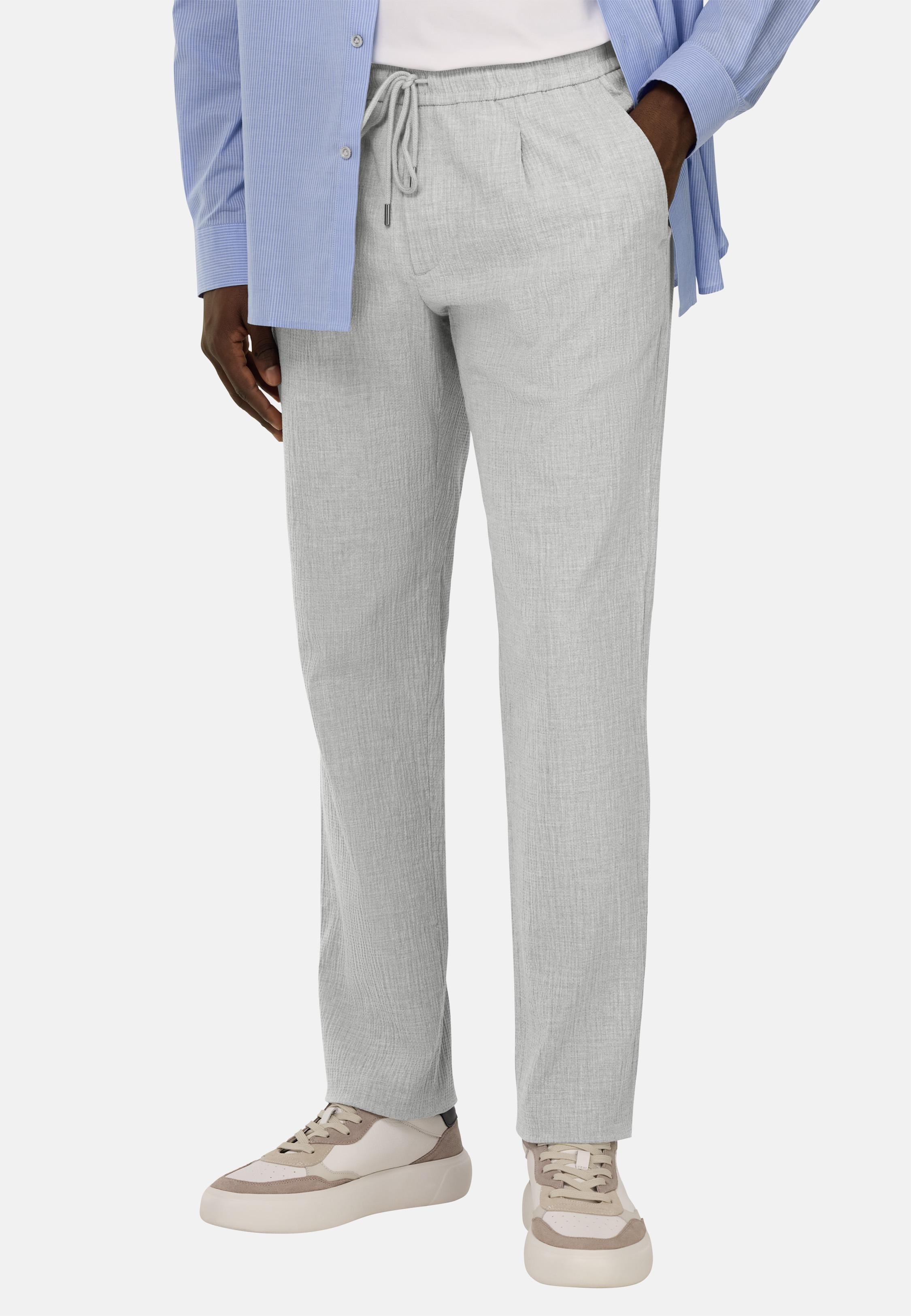 City Trousers In Stretch Seersucker Grey, , large image number 1