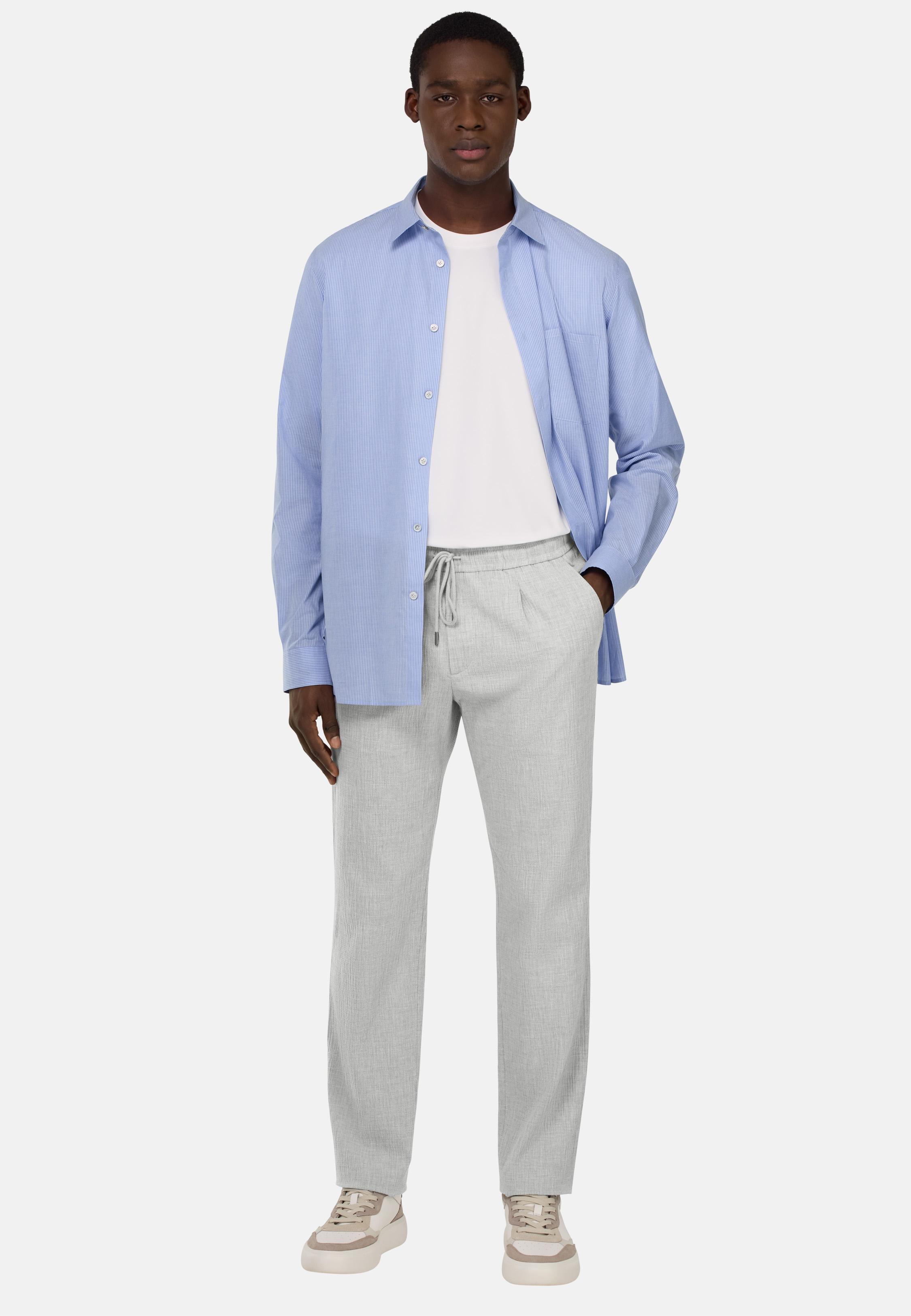 City Trousers In Stretch Seersucker Grey, , large image number 2