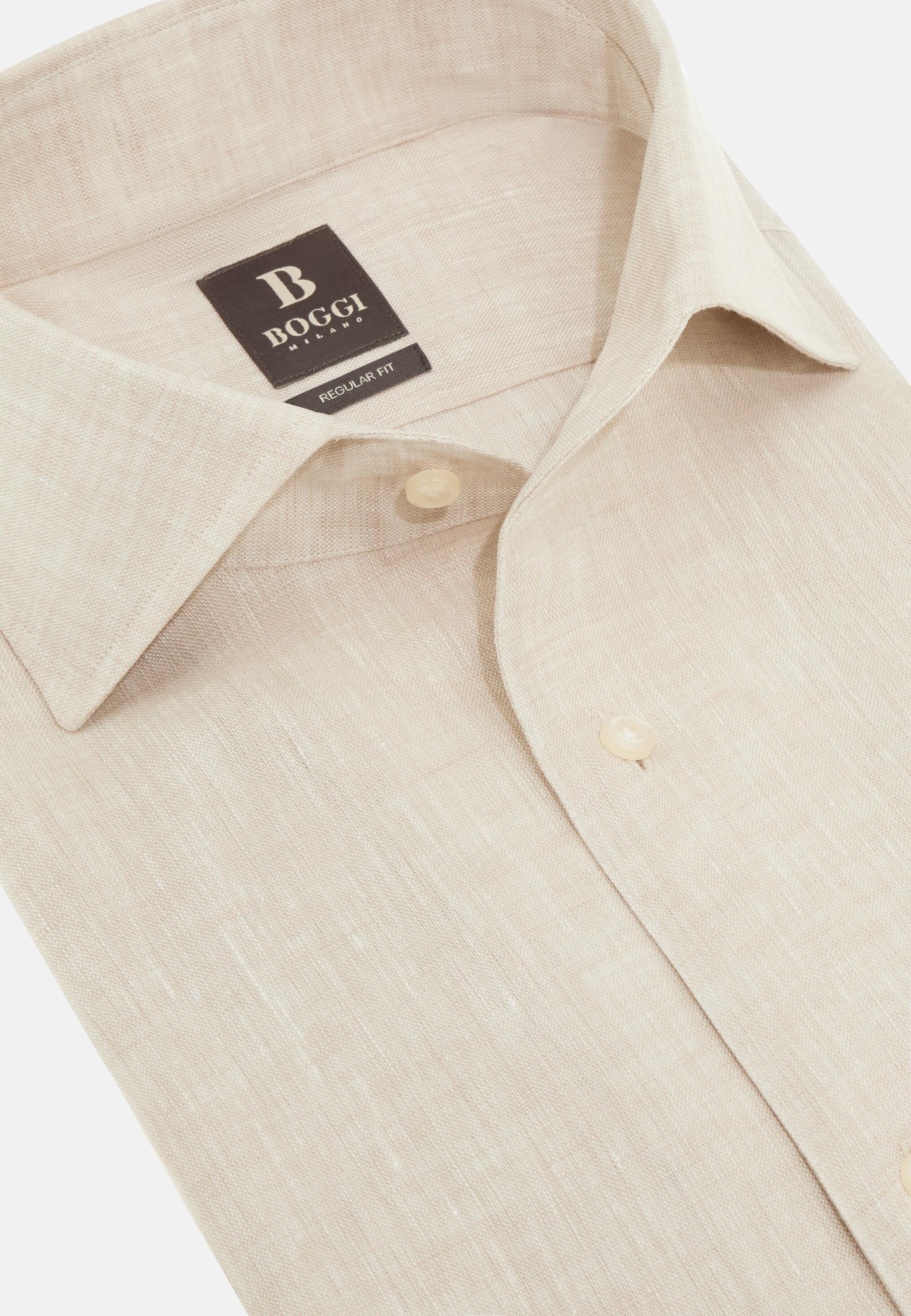 Regular Fit Linen Shirt Beige, Sand, large image number 7
