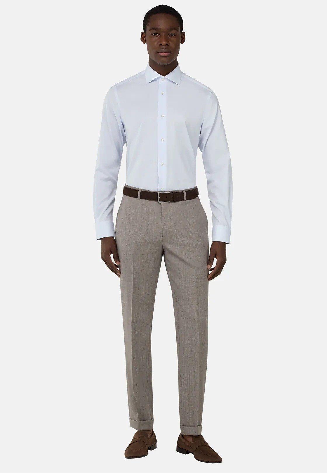 Slim Fit Checked Cotton Shirt Blue, , medium