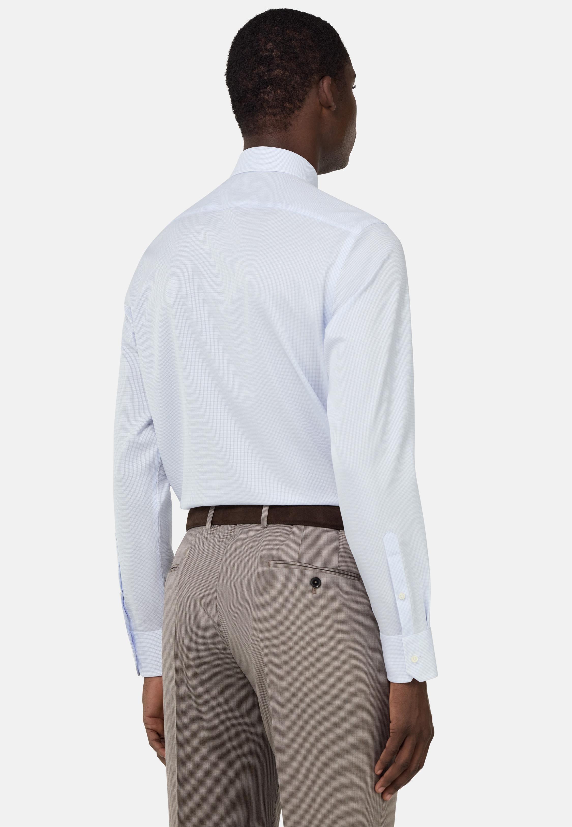 Slim Fit Checked Cotton Shirt Blue, , large image number 3