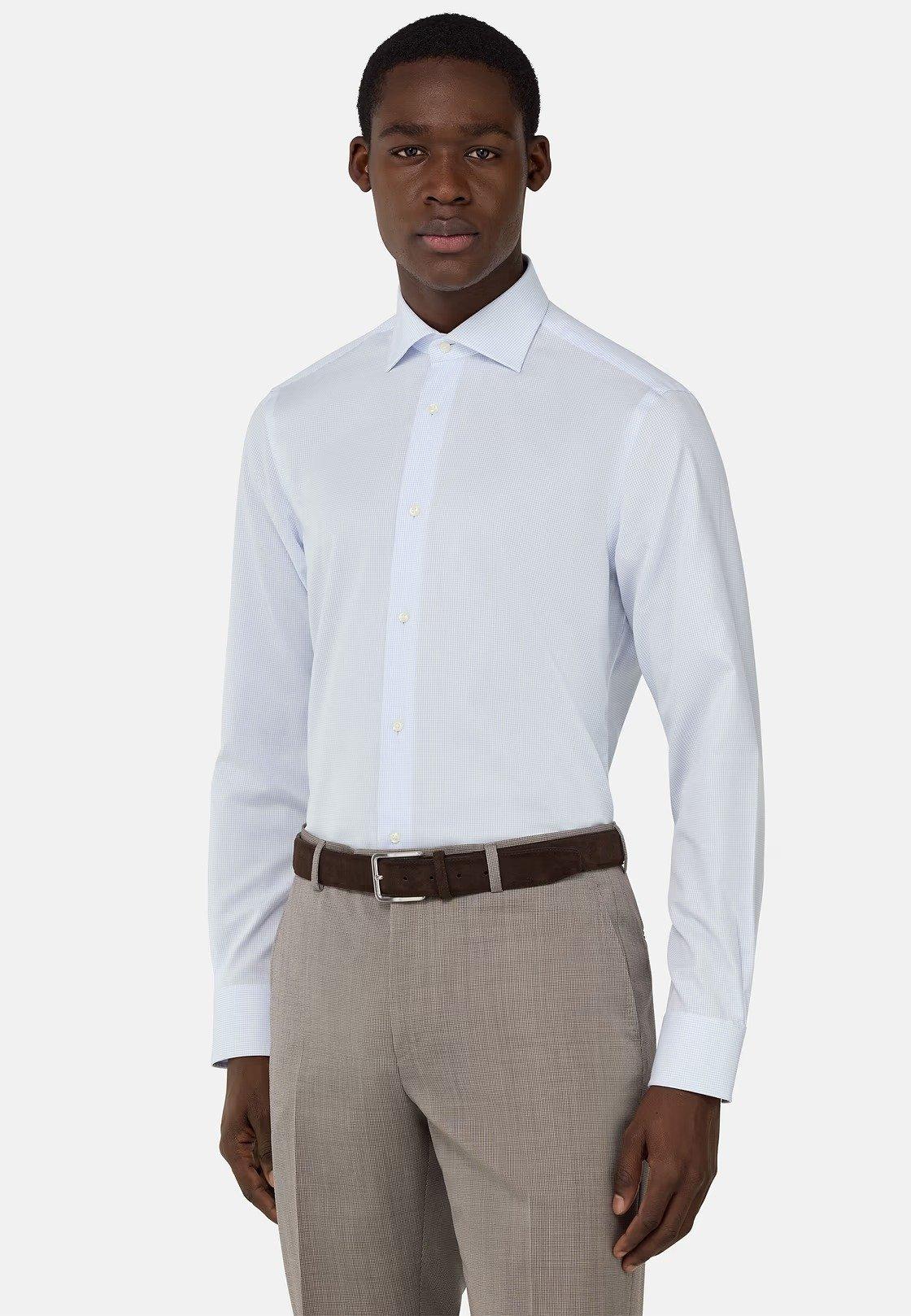 Slim Fit Checked Cotton Shirt Blue, , large image number 4