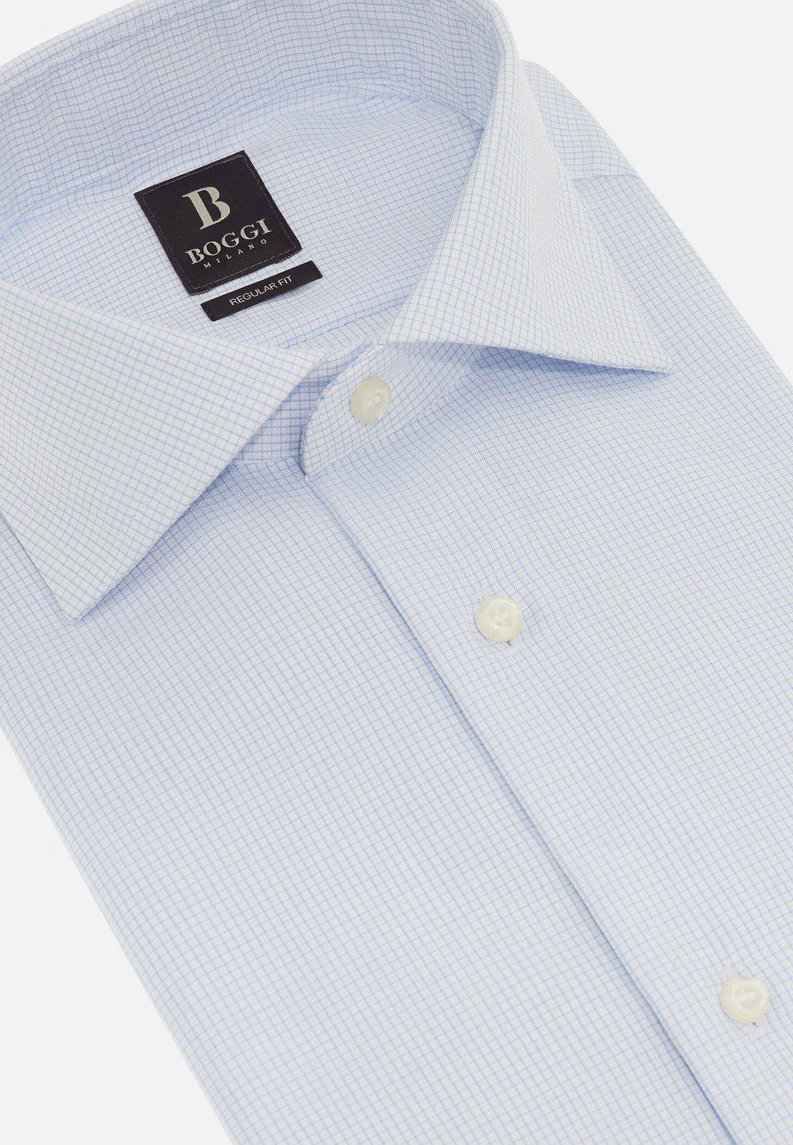 Slim Fit Checked Cotton Shirt Blue, , large image number 6