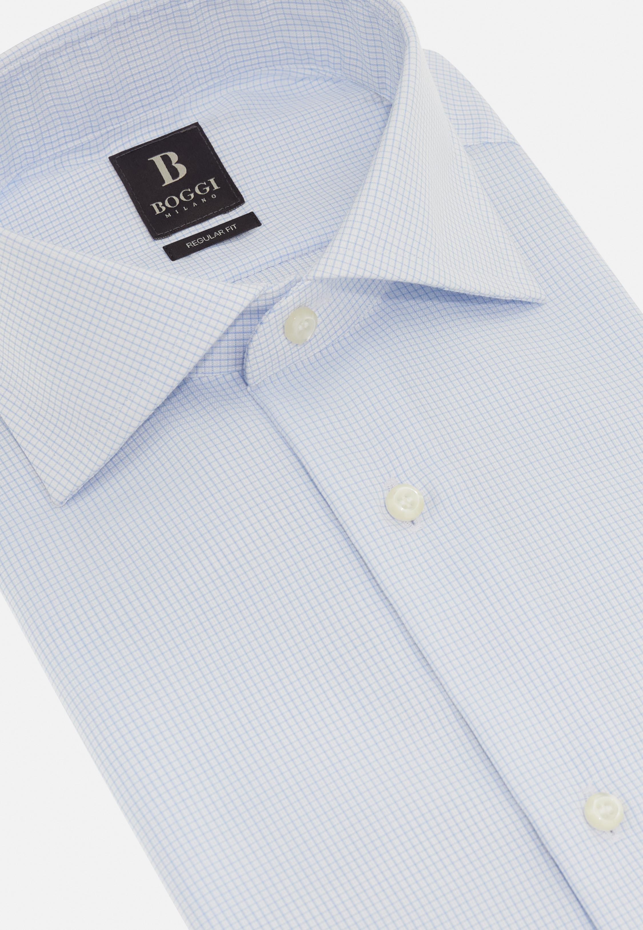 Slim Fit Checked Cotton Shirt Blue, , large image number 7