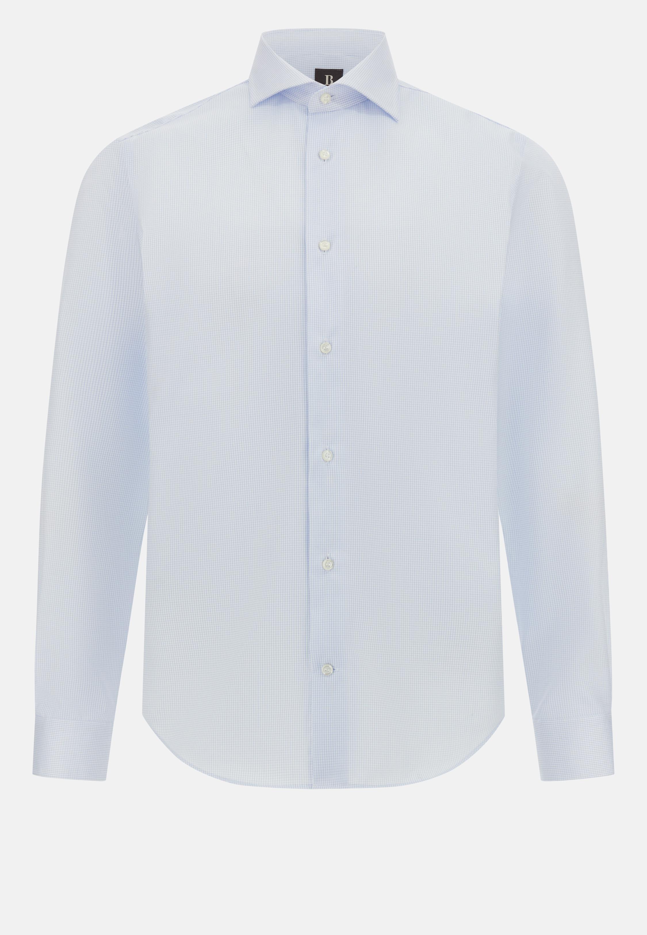 Slim Fit Checked Cotton Shirt Blue, , large image number 9