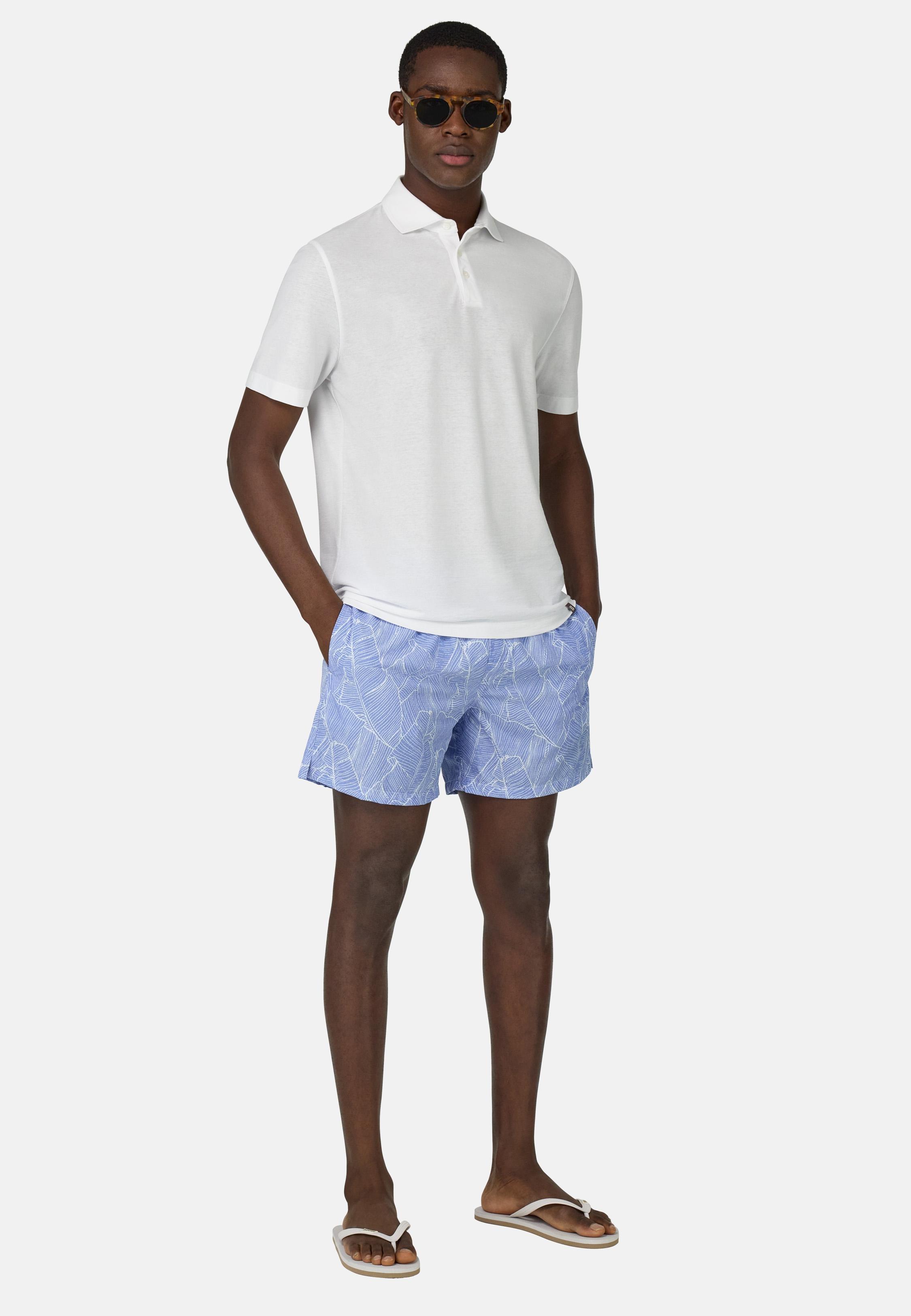 Cotton Crepe Jersey Polo Shirt White, White, medium