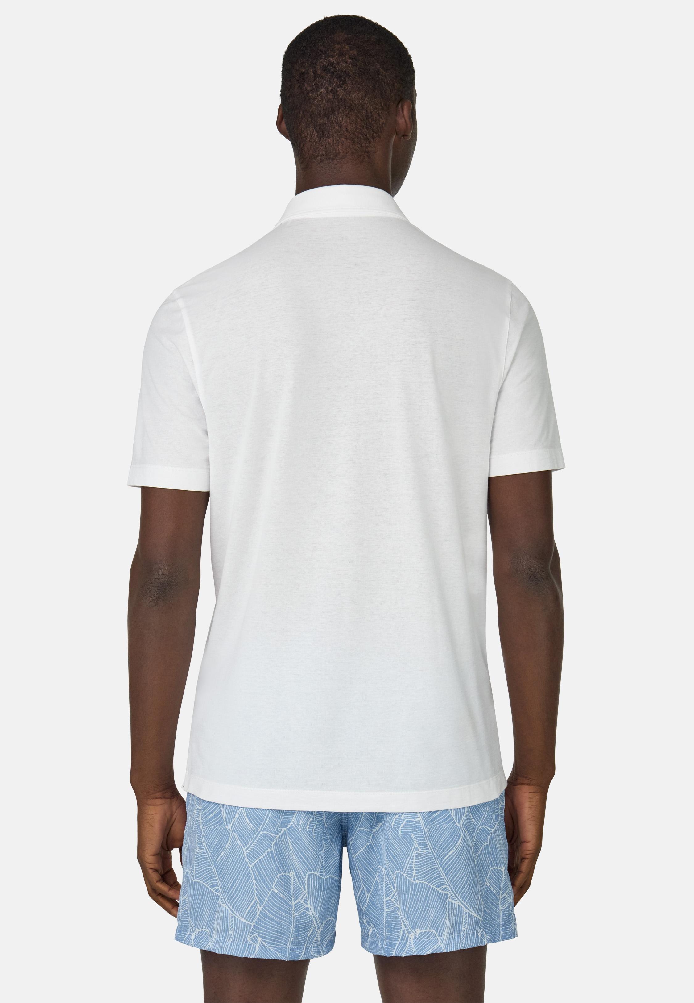 Cotton Crepe Jersey Polo Shirt White, White, large image number 3