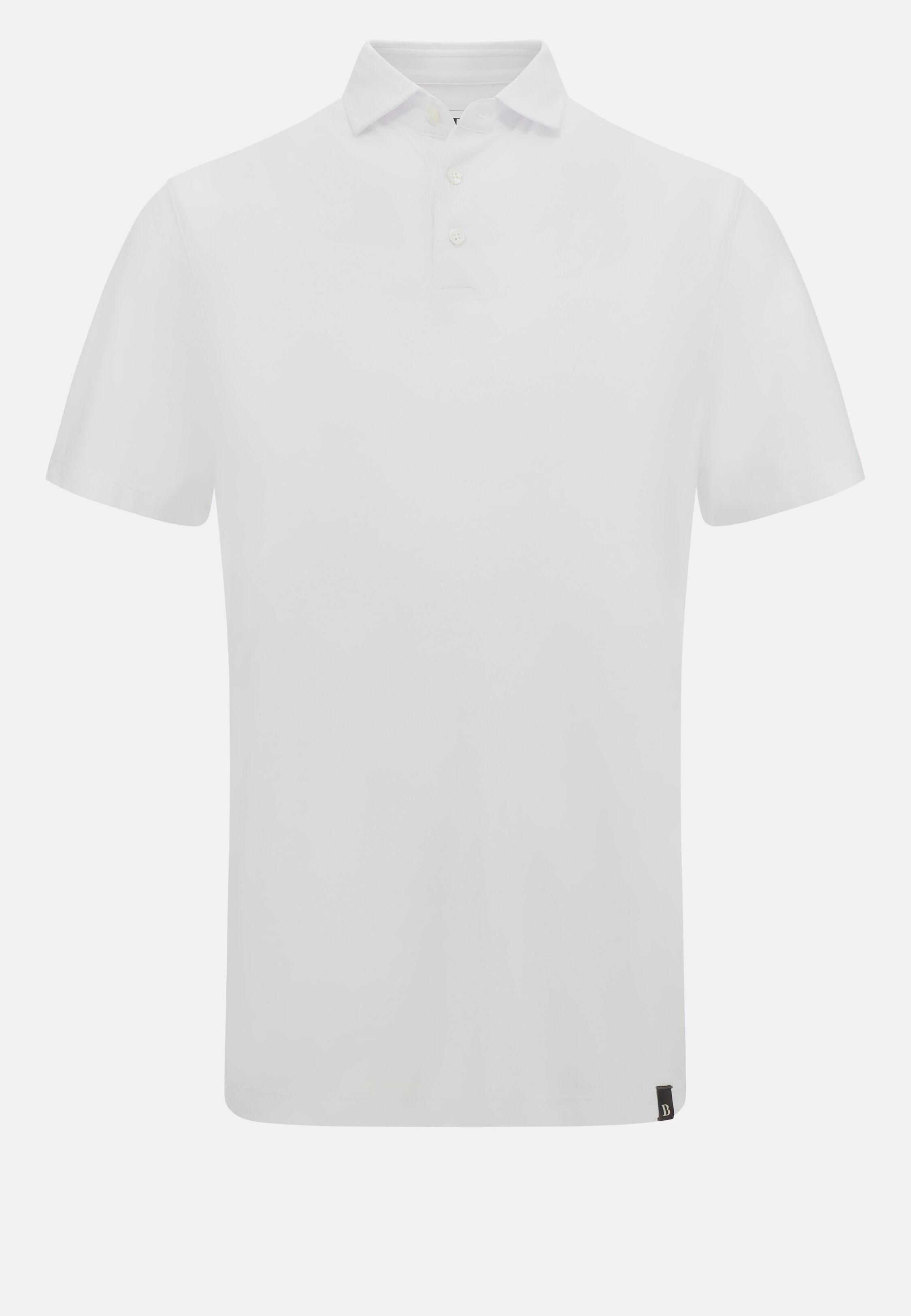 Cotton Crepe Jersey Polo Shirt White, White, large image number 7