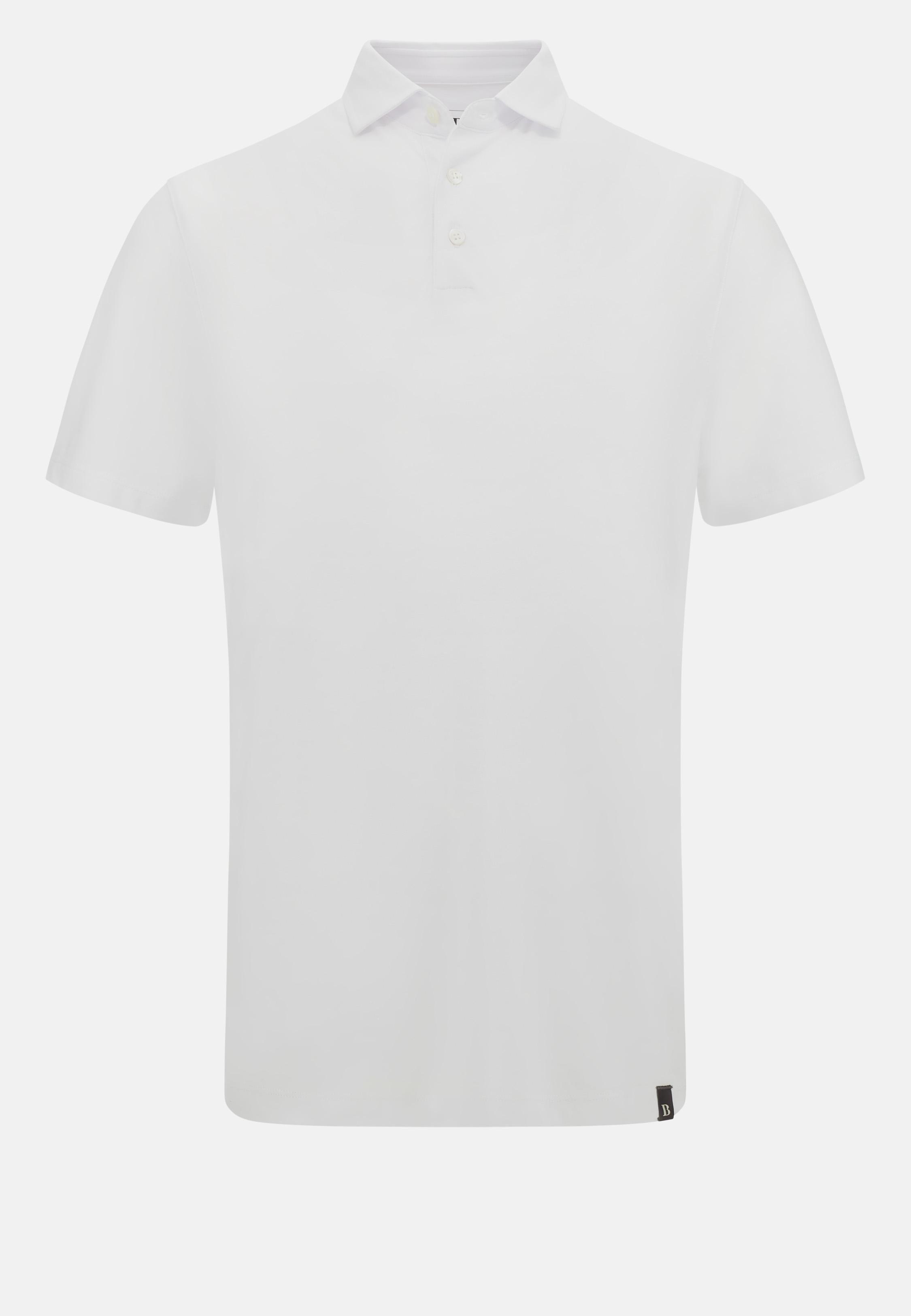 Cotton Crepe Jersey Polo Shirt White, White, large image number 8