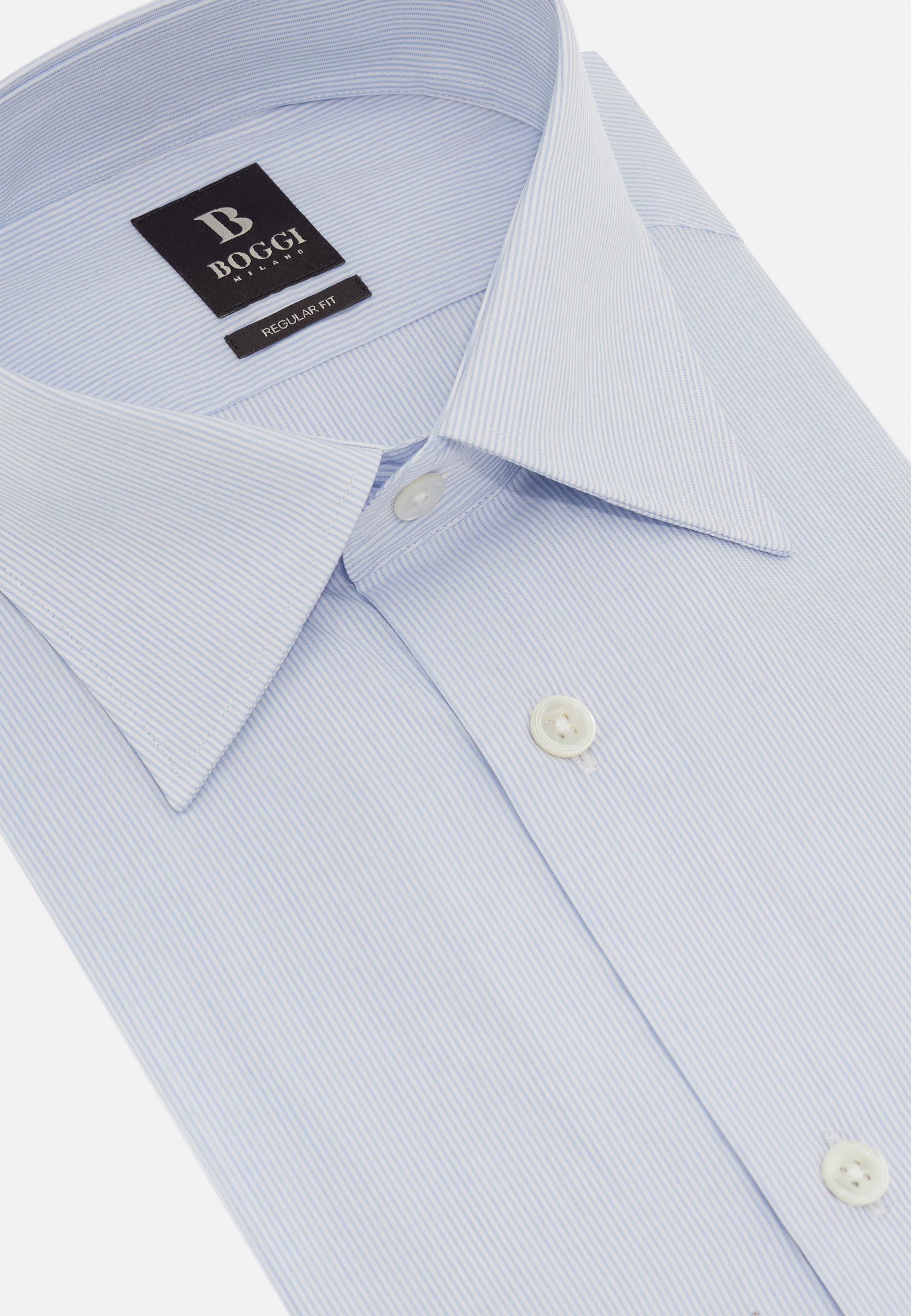 Regular Fit Striped Cotton Shirt Blue, Light Blue, large image number 4