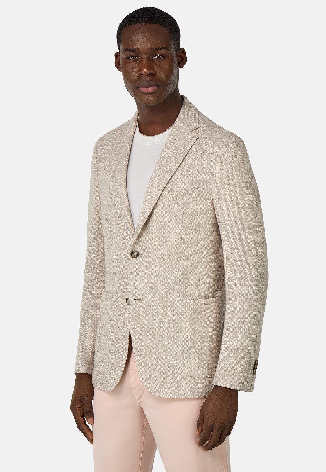 Melange B-Jersey Linen and Cotton Jacket Beige, Sand, medium