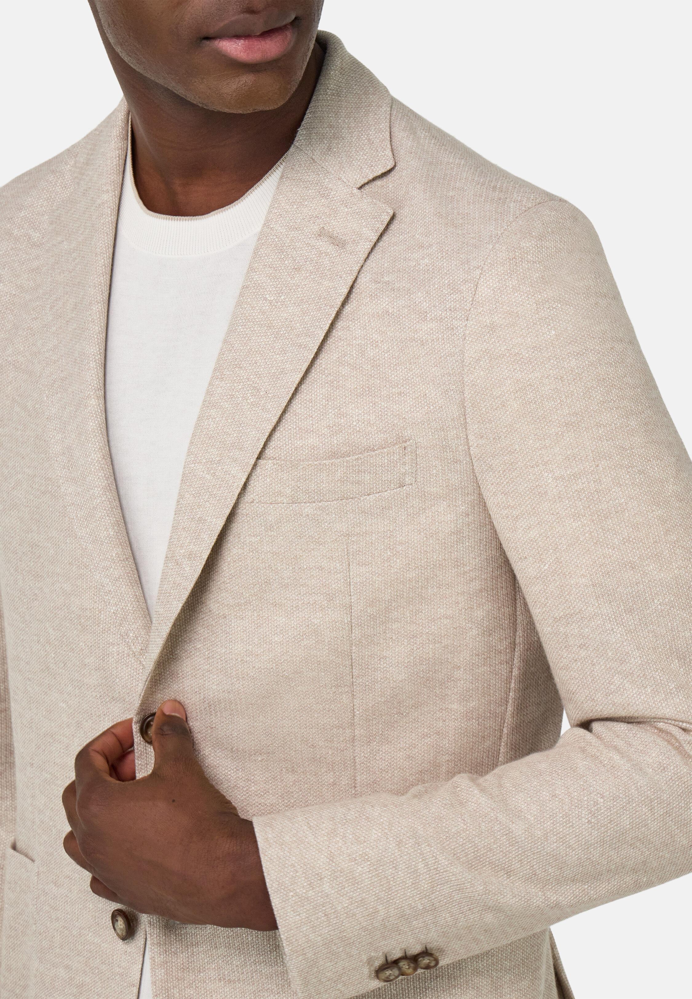 Melange B-Jersey Linen and Cotton Jacket Beige, Sand, large image number 5