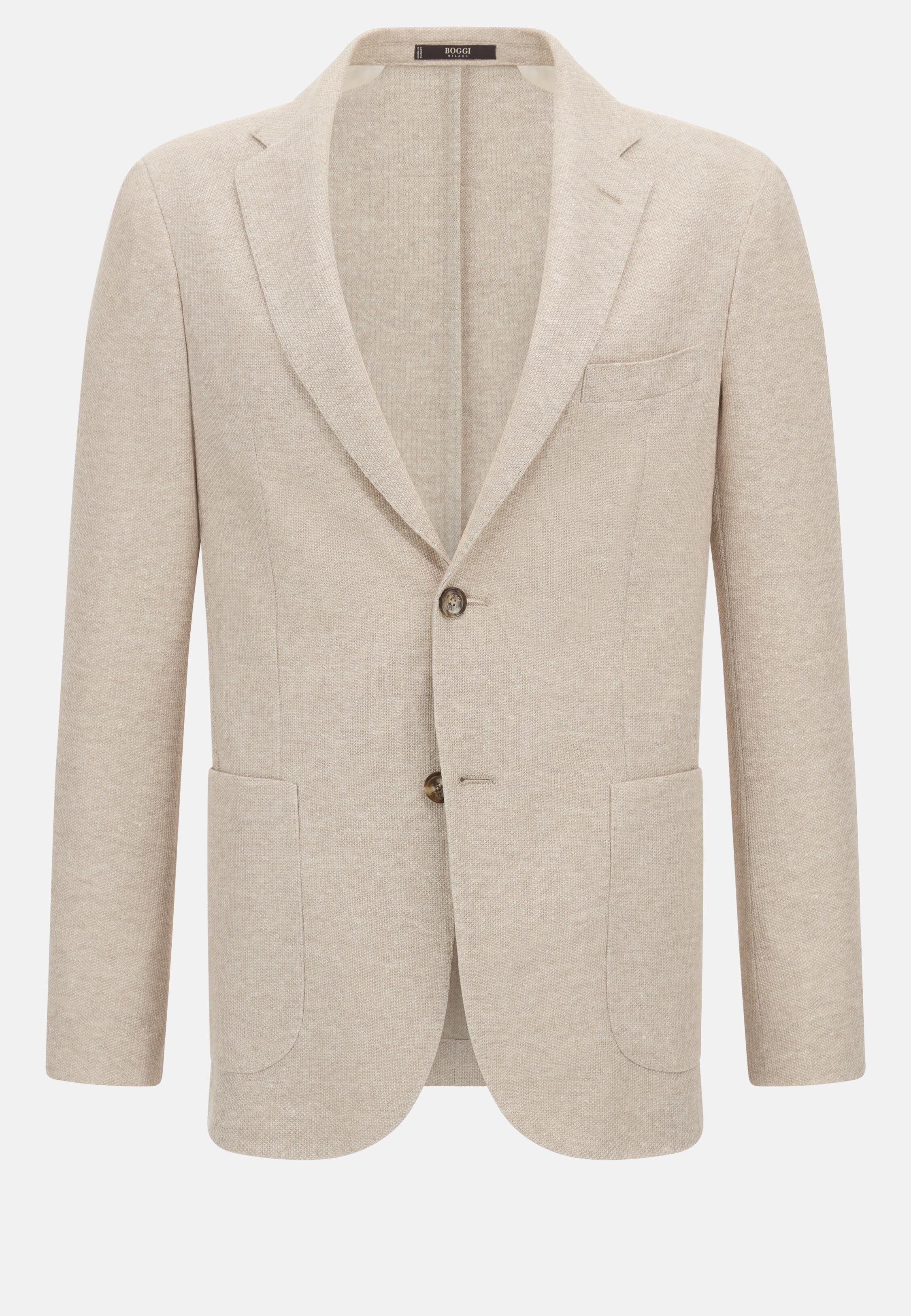 Melange B-Jersey Linen and Cotton Jacket Beige, Sand, large image number 7