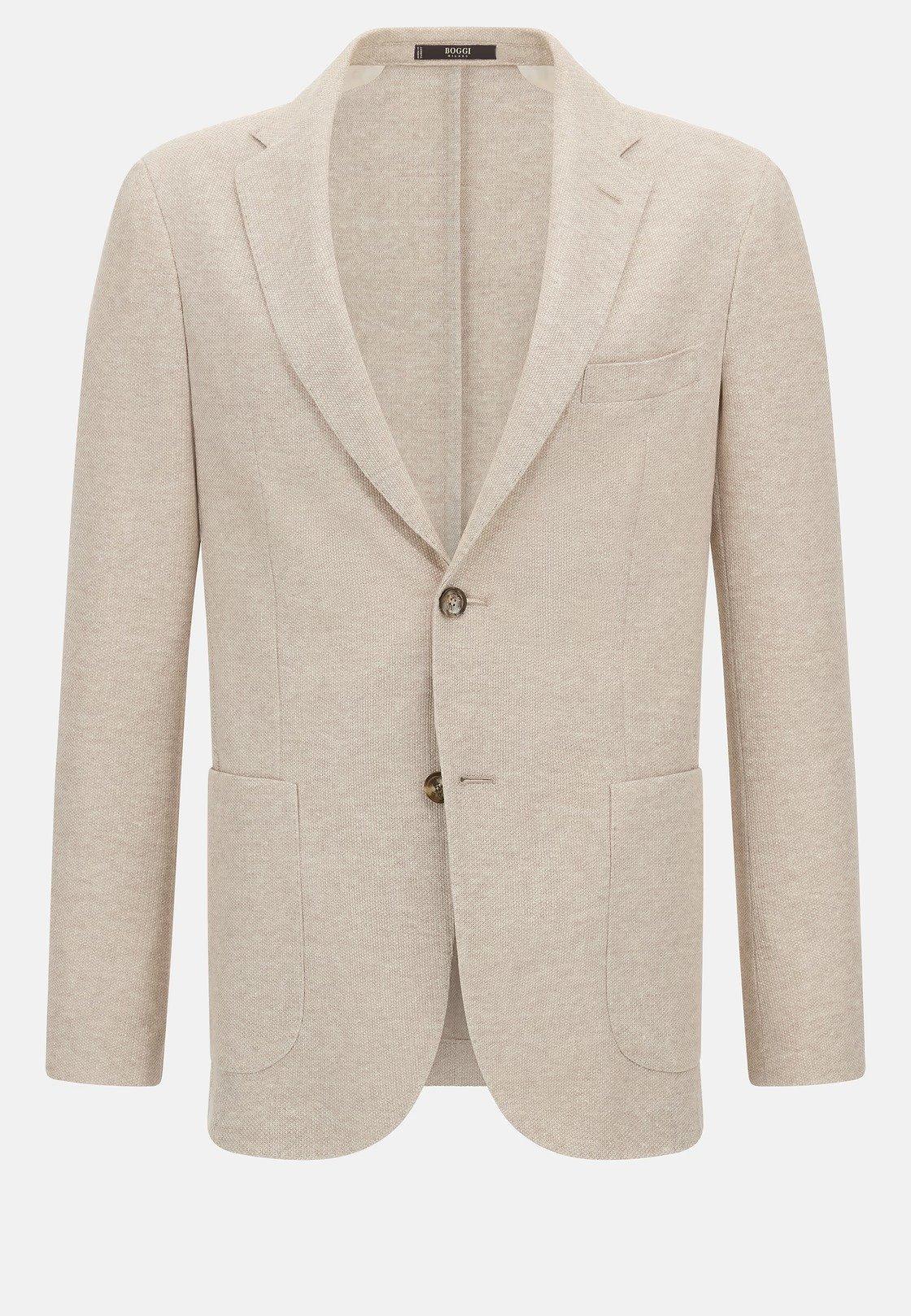 Melange B-Jersey Linen and Cotton Jacket Beige, Sand, large image number 8