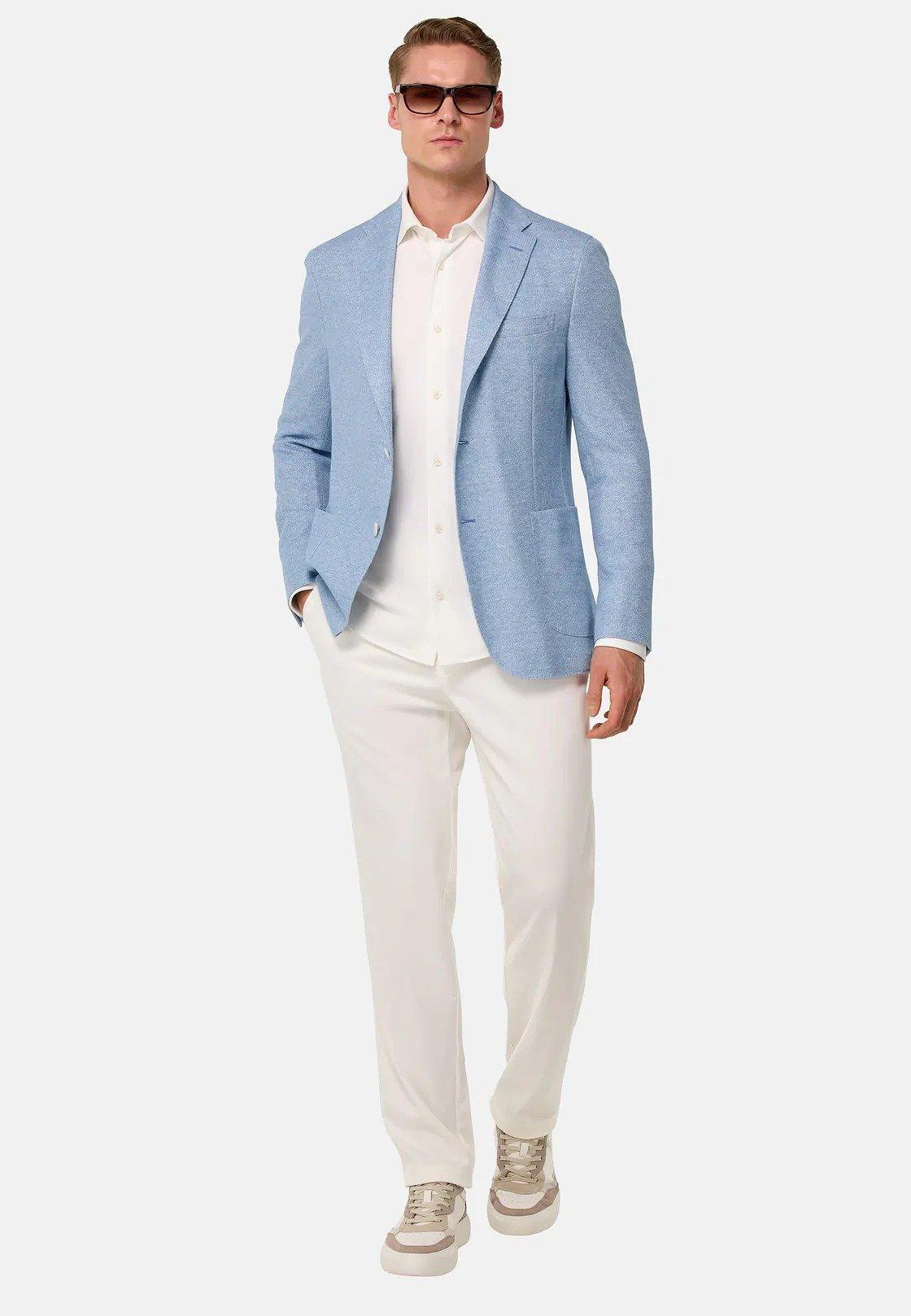 Melange B-Jersey Linen And Cotton Jacket Blue, , large image number 0