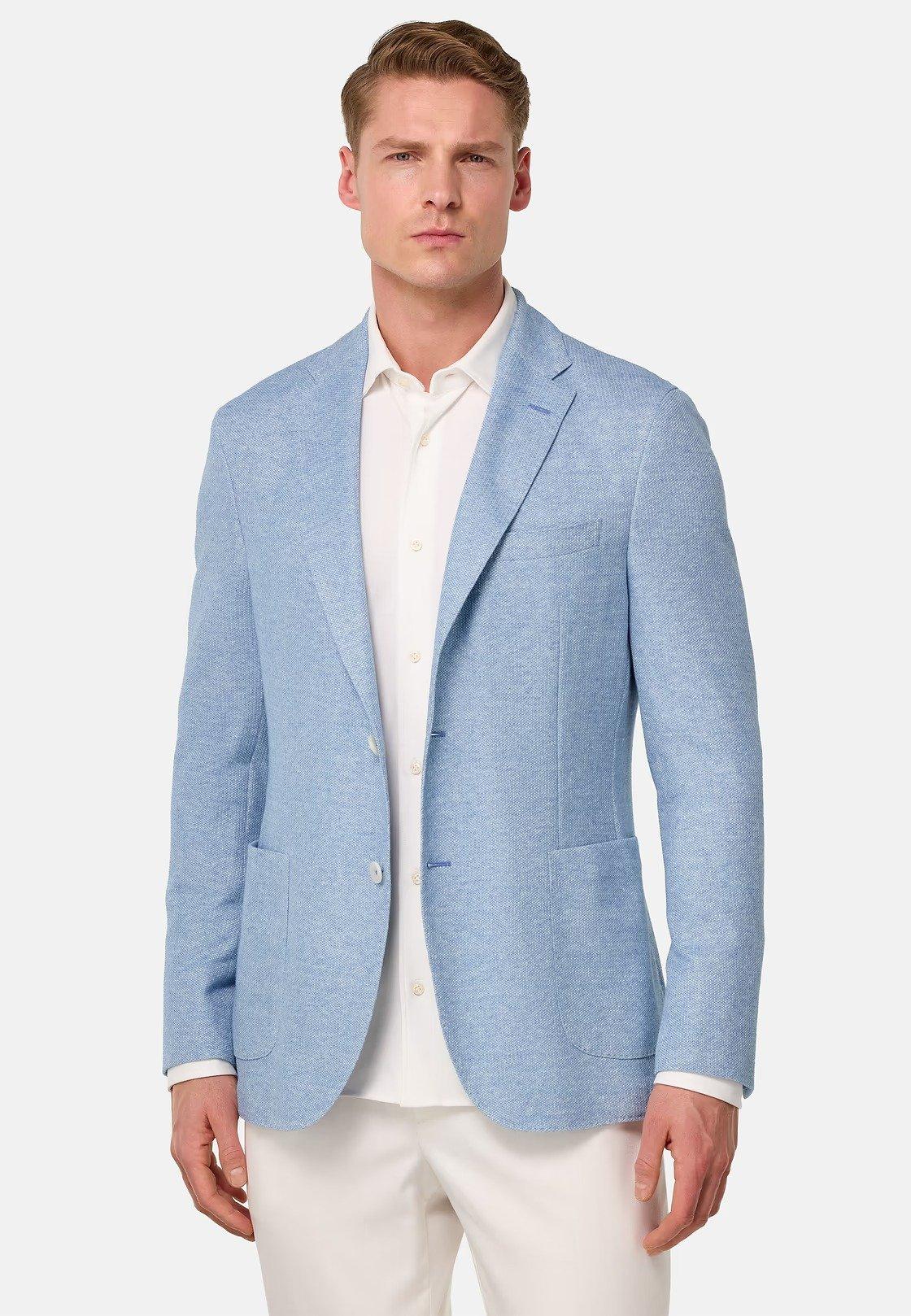 Melange B-Jersey Linen And Cotton Jacket Blue, , large image number 1