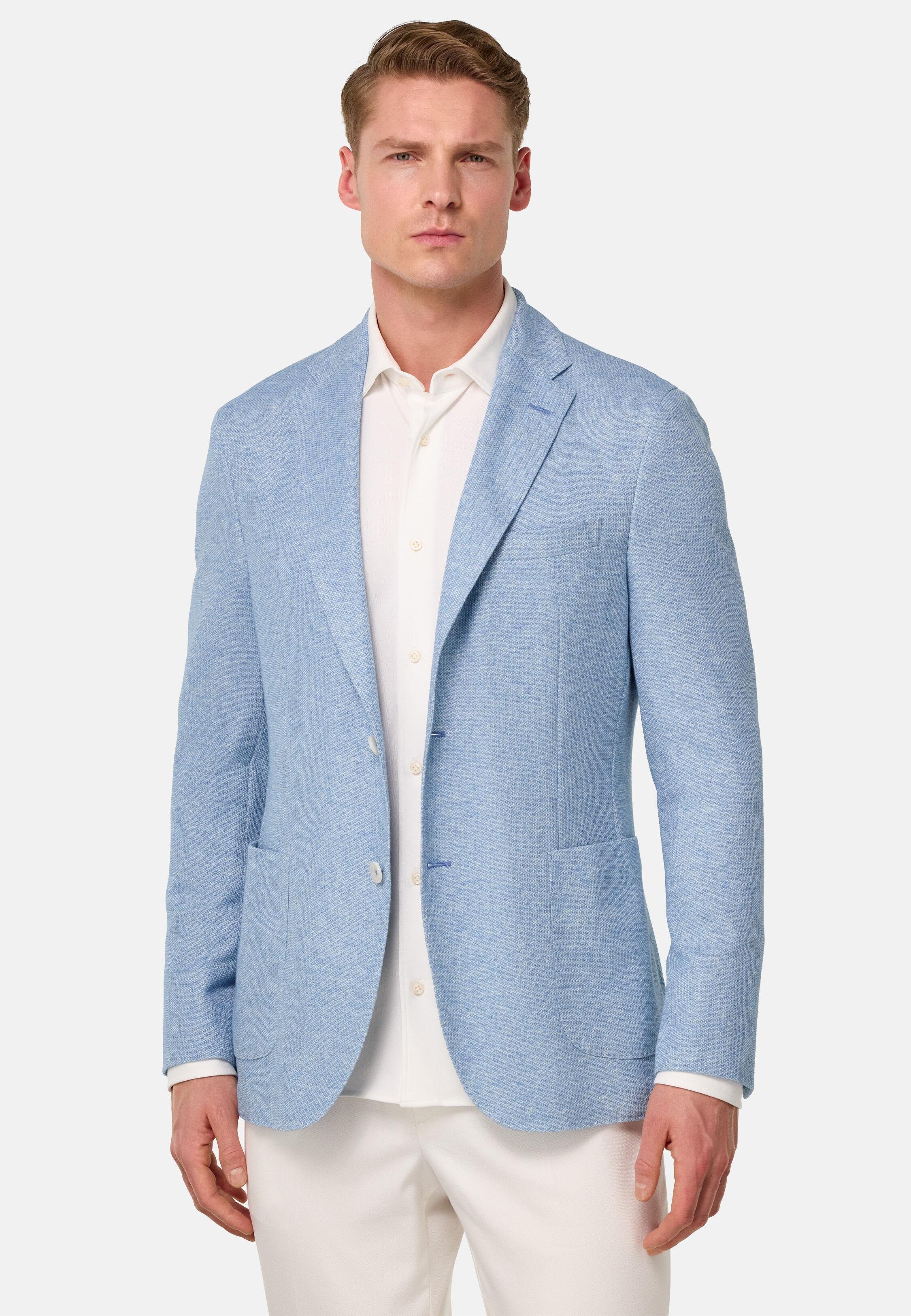 Melange B-Jersey Linen And Cotton Jacket Blue, 3901_LTBL, medium