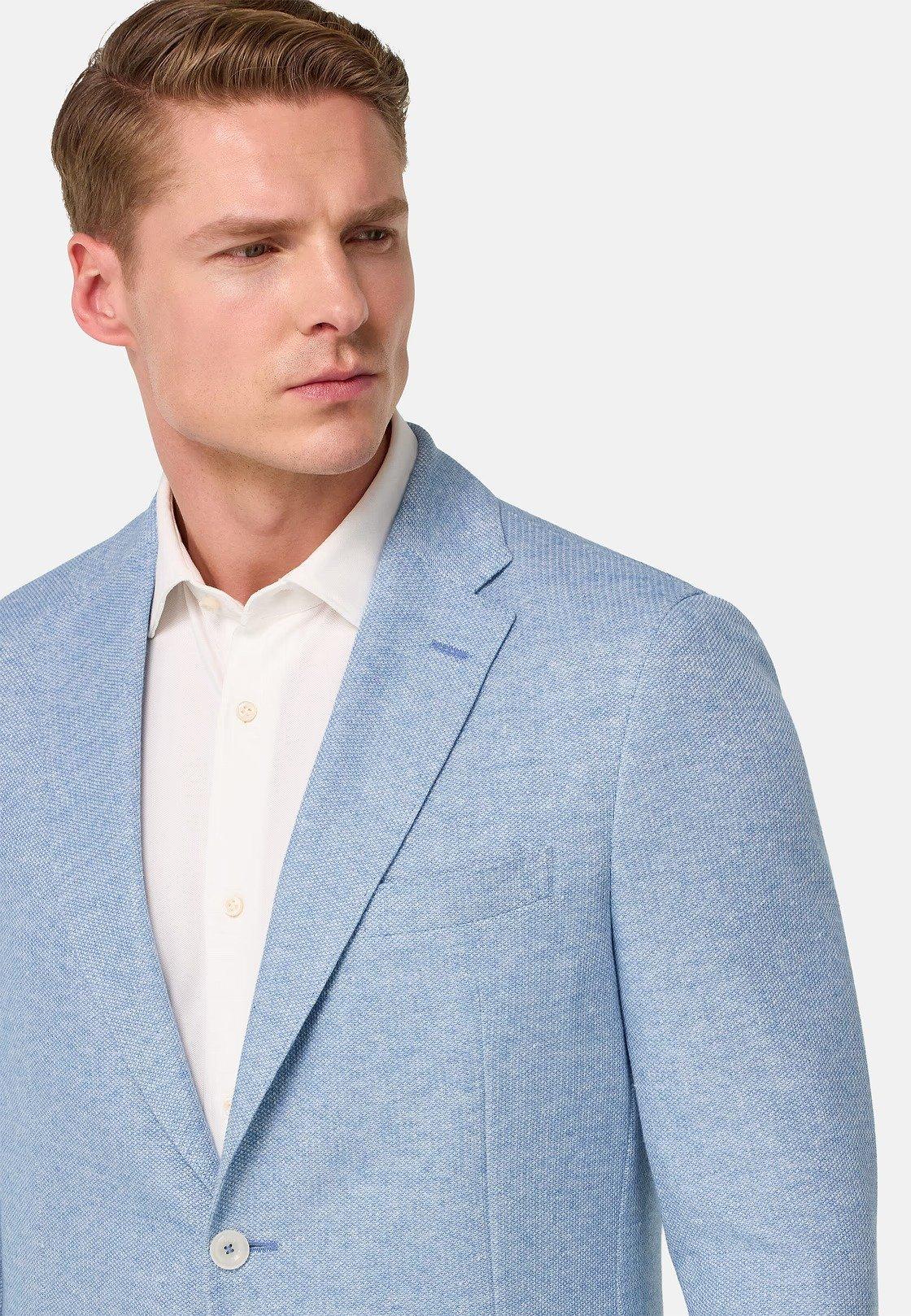 Melange B-Jersey Linen And Cotton Jacket Blue, , large image number 3