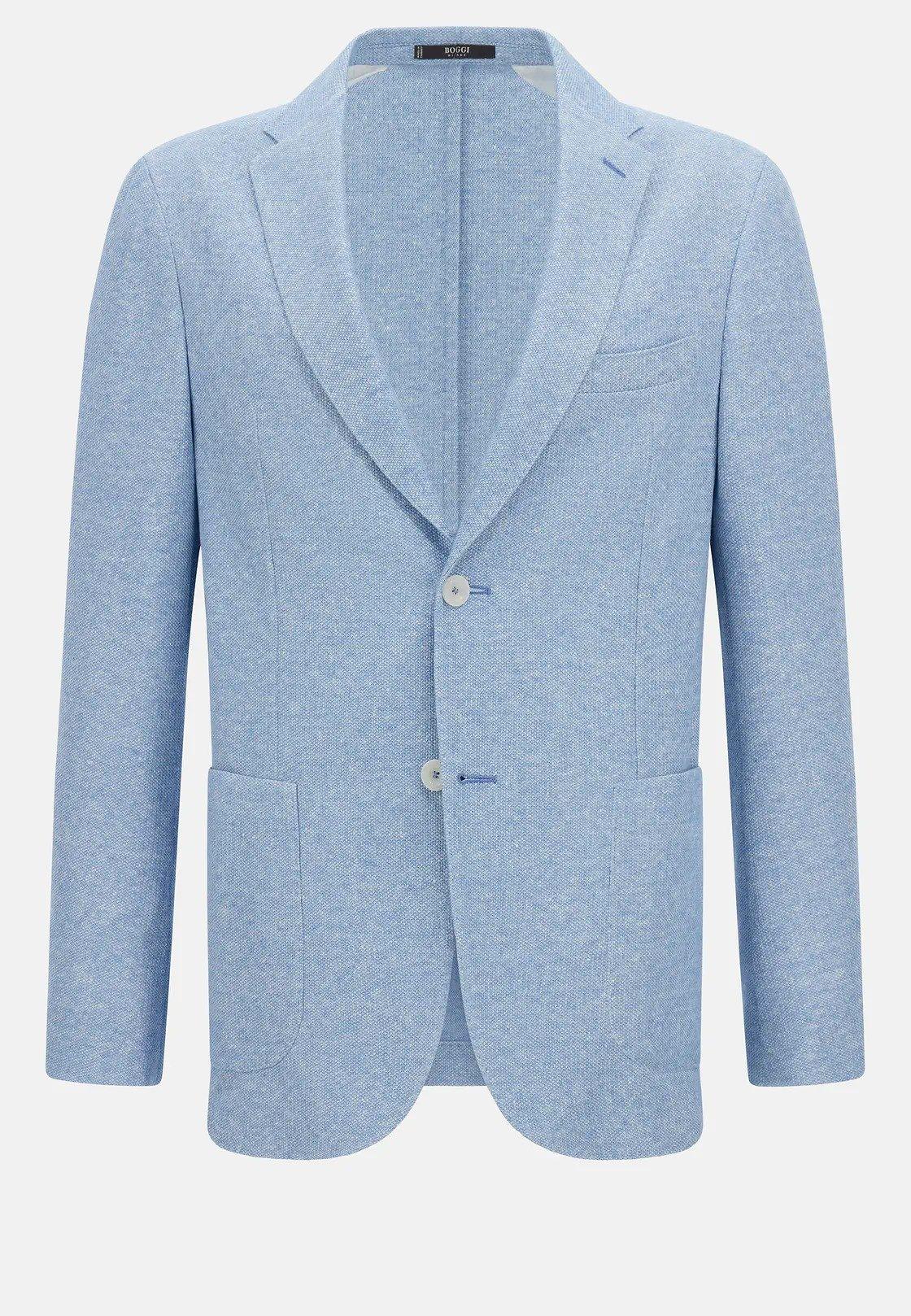 Melange B-Jersey Linen And Cotton Jacket Blue, , large image number 4