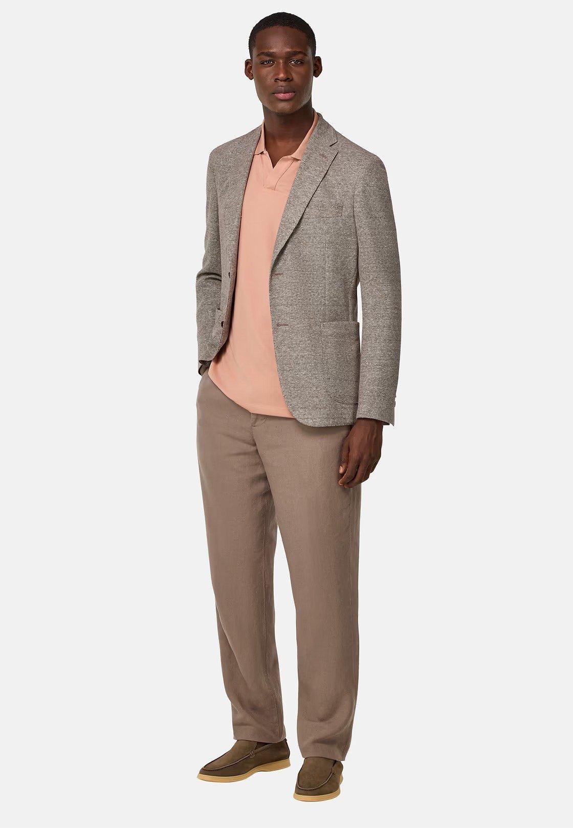Melange B-Jersey Linen And Cotton Jacket Beige, , medium
