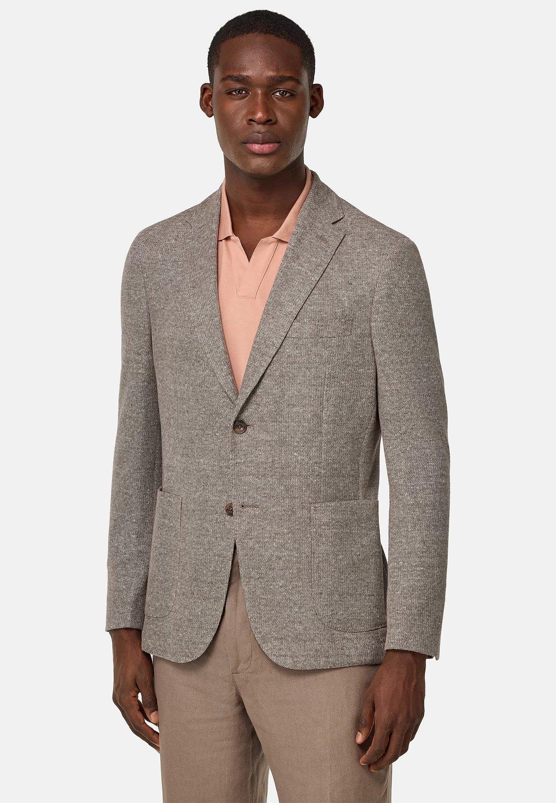 Melange B-Jersey Linen And Cotton Jacket Beige, Taupe, medium