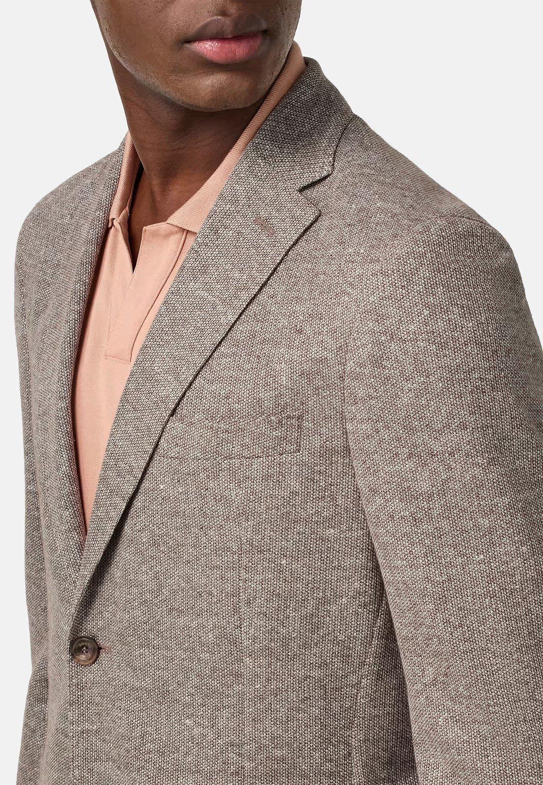 Melange B-Jersey Linen And Cotton Jacket Beige, , large image number 3