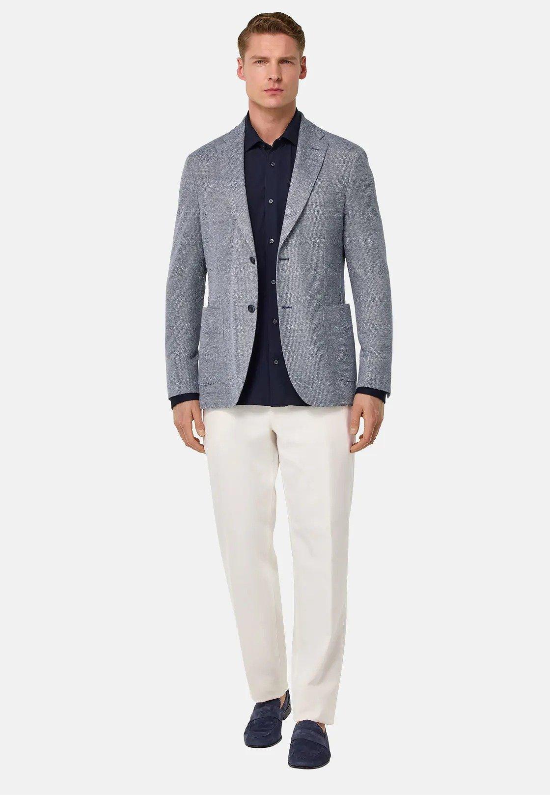 Melange B-Jersey Linen And Cotton Jacket Blue, , large image number 0