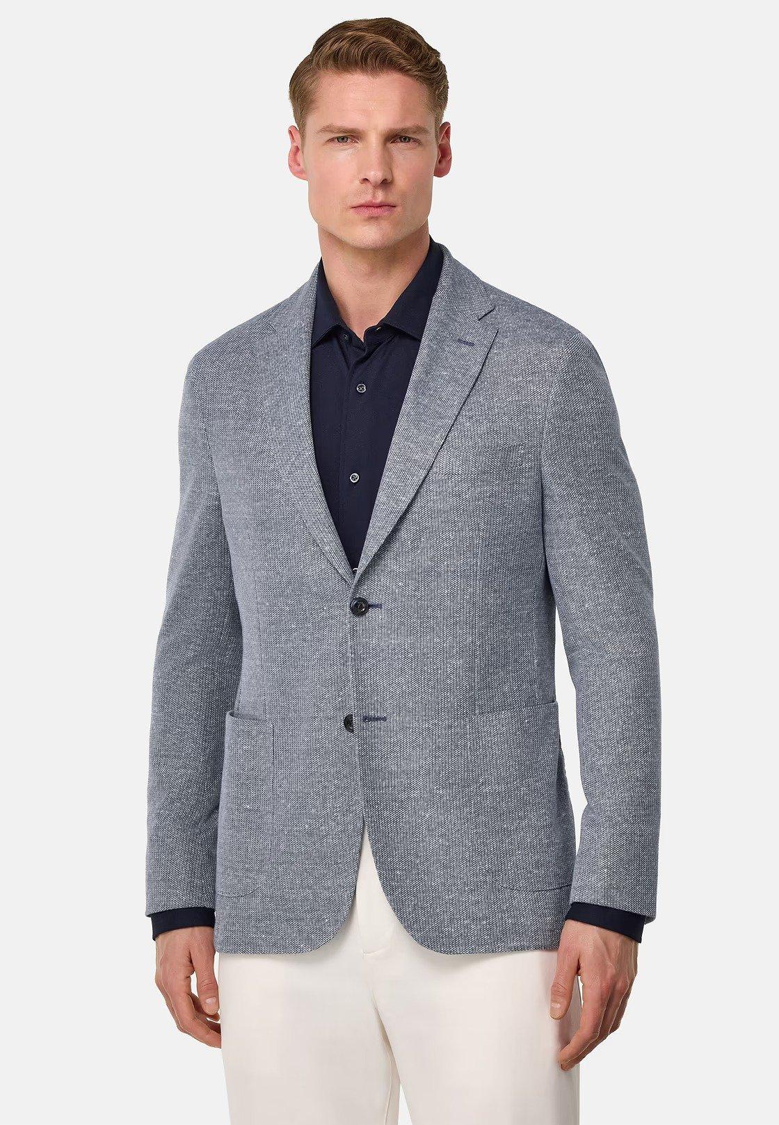 Melange B-Jersey Linen And Cotton Jacket Blue, , large image number 1